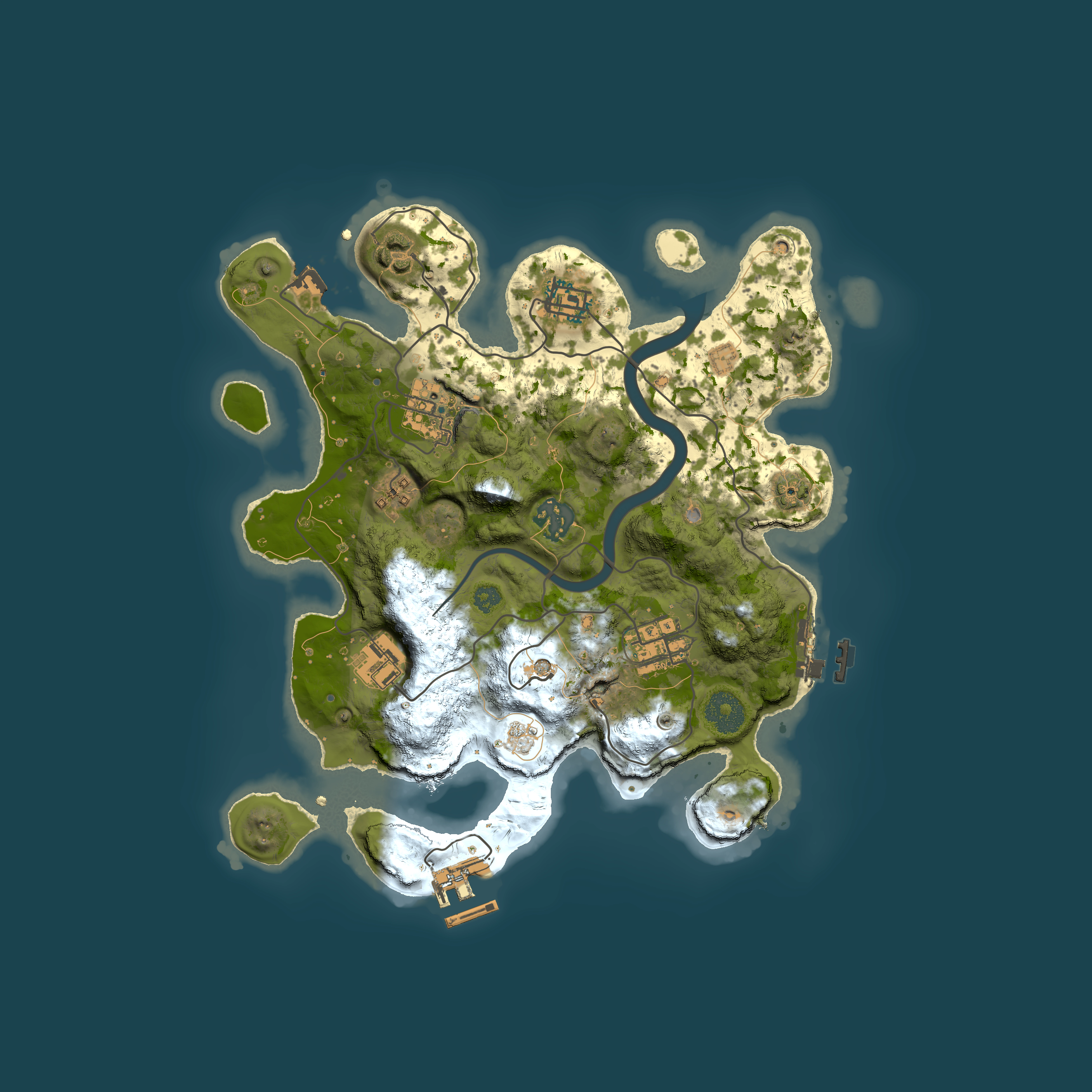 Full top-down render of Rust map seed 1008329206, 3000x3000m