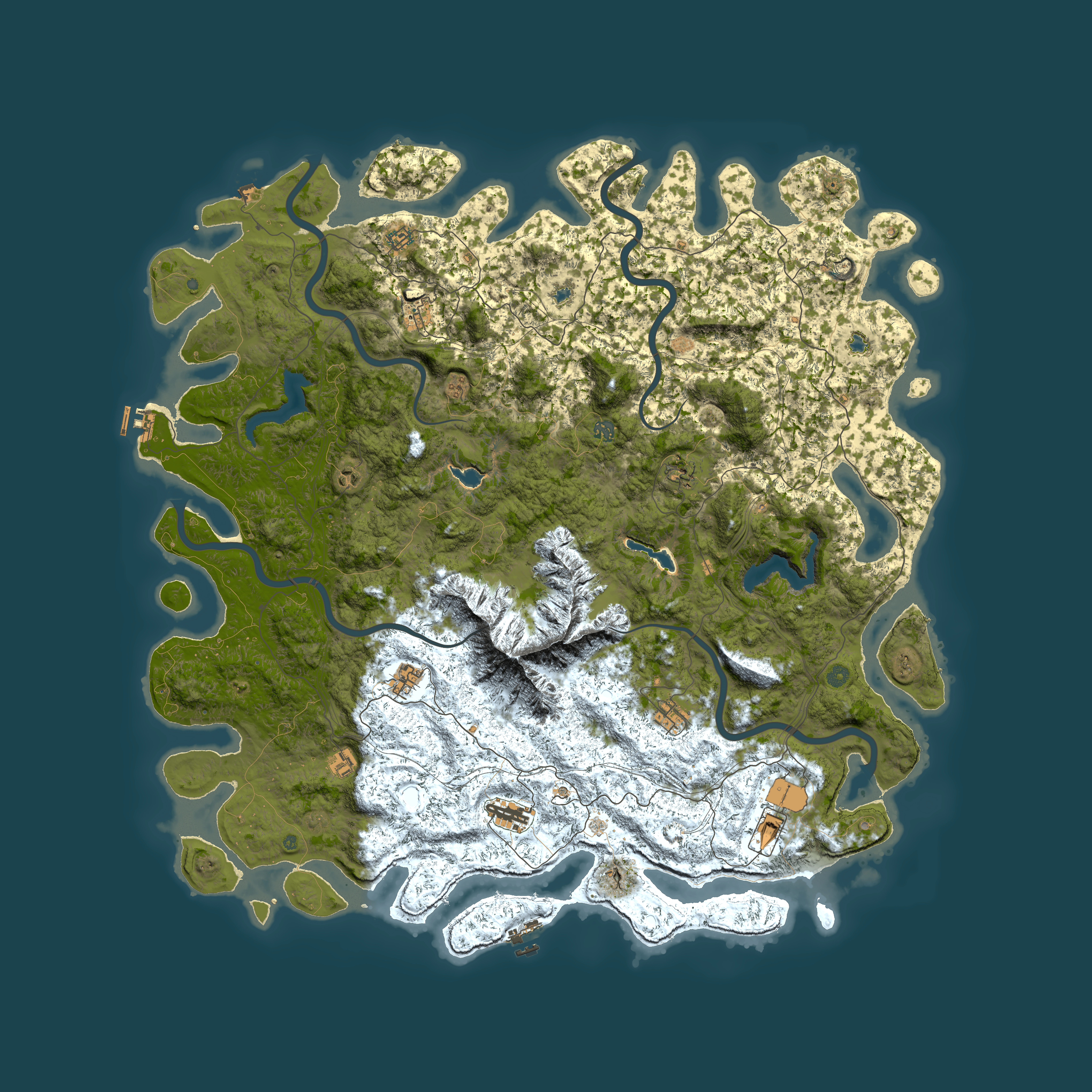 Full top-down render of Rust map seed 97465393, 6000x6000m