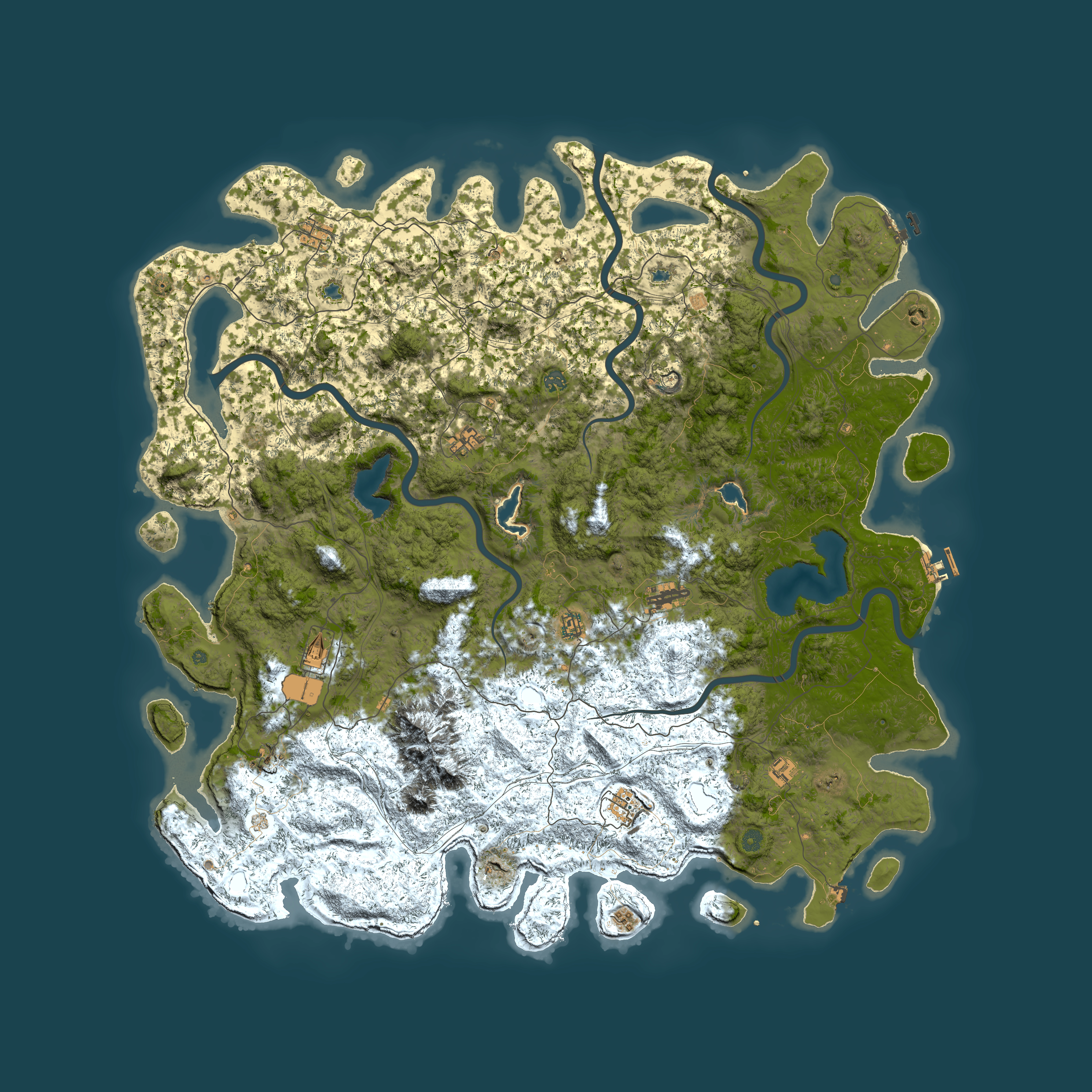Full top-down render of Rust map seed 1323329532, 6000x6000m