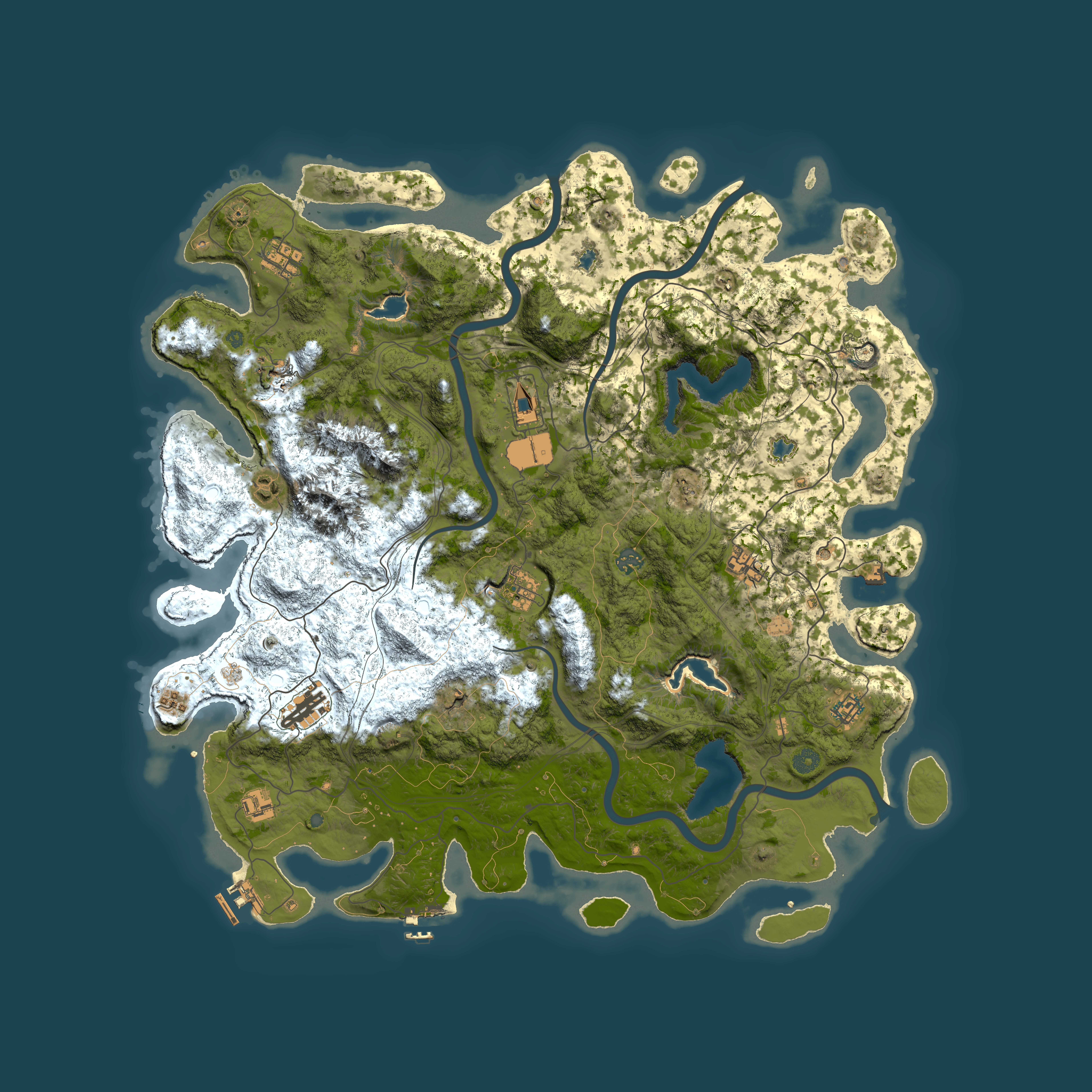 Full top-down render of Rust map seed 871421038, 5000x5000m