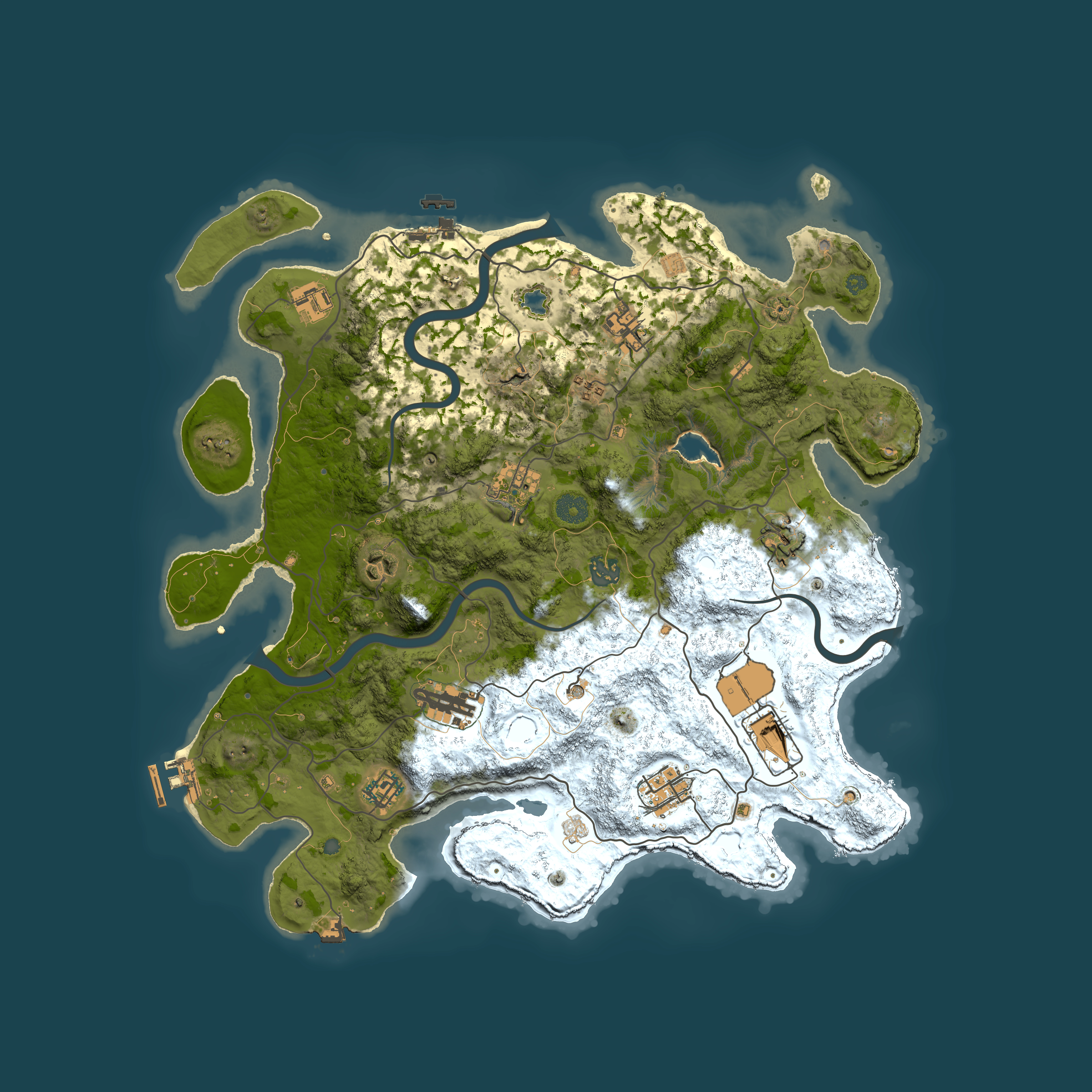 Full top-down render of Rust map seed 1287123466, 4000x4000m