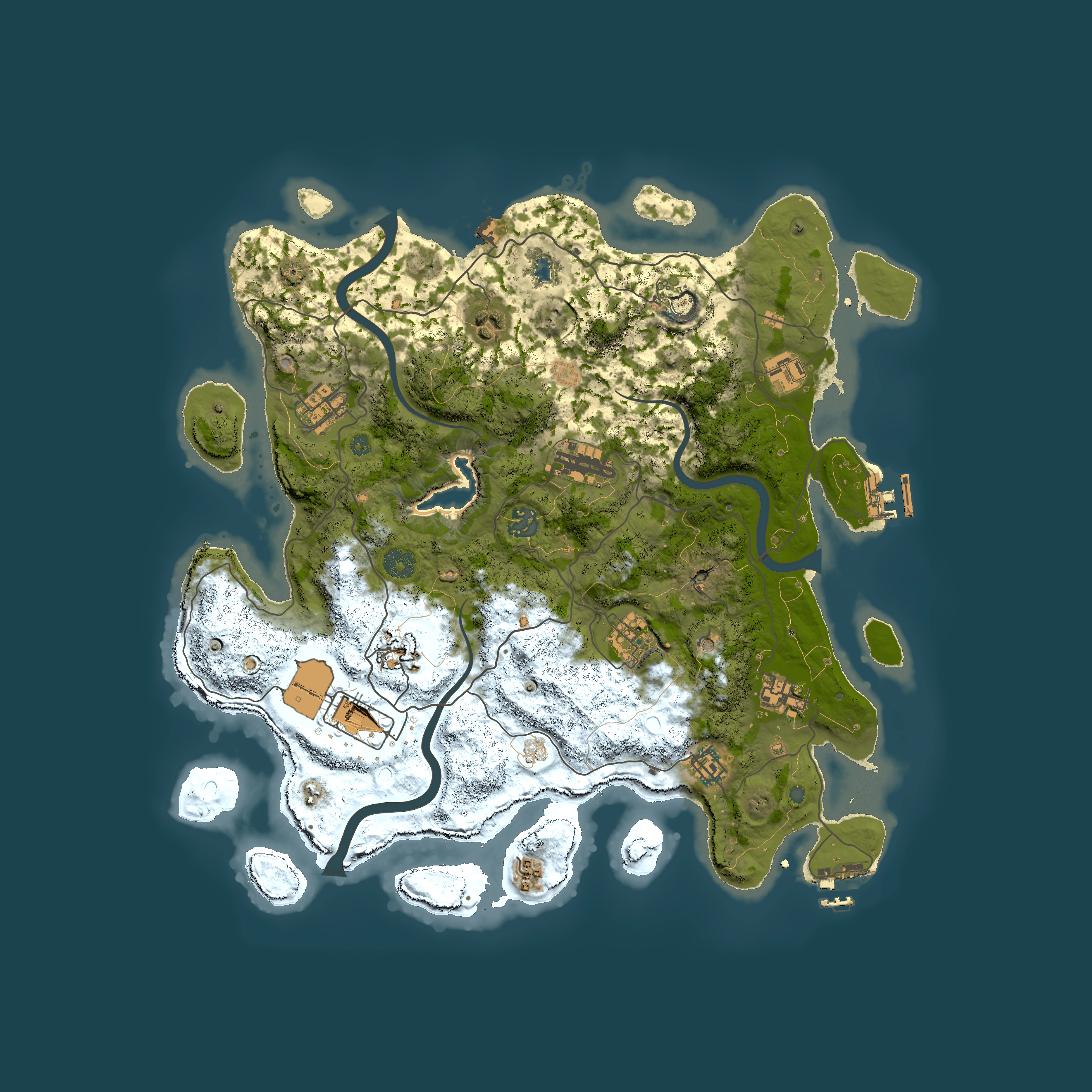 Full top-down render of Rust map seed 1695039299, 4000x4000m