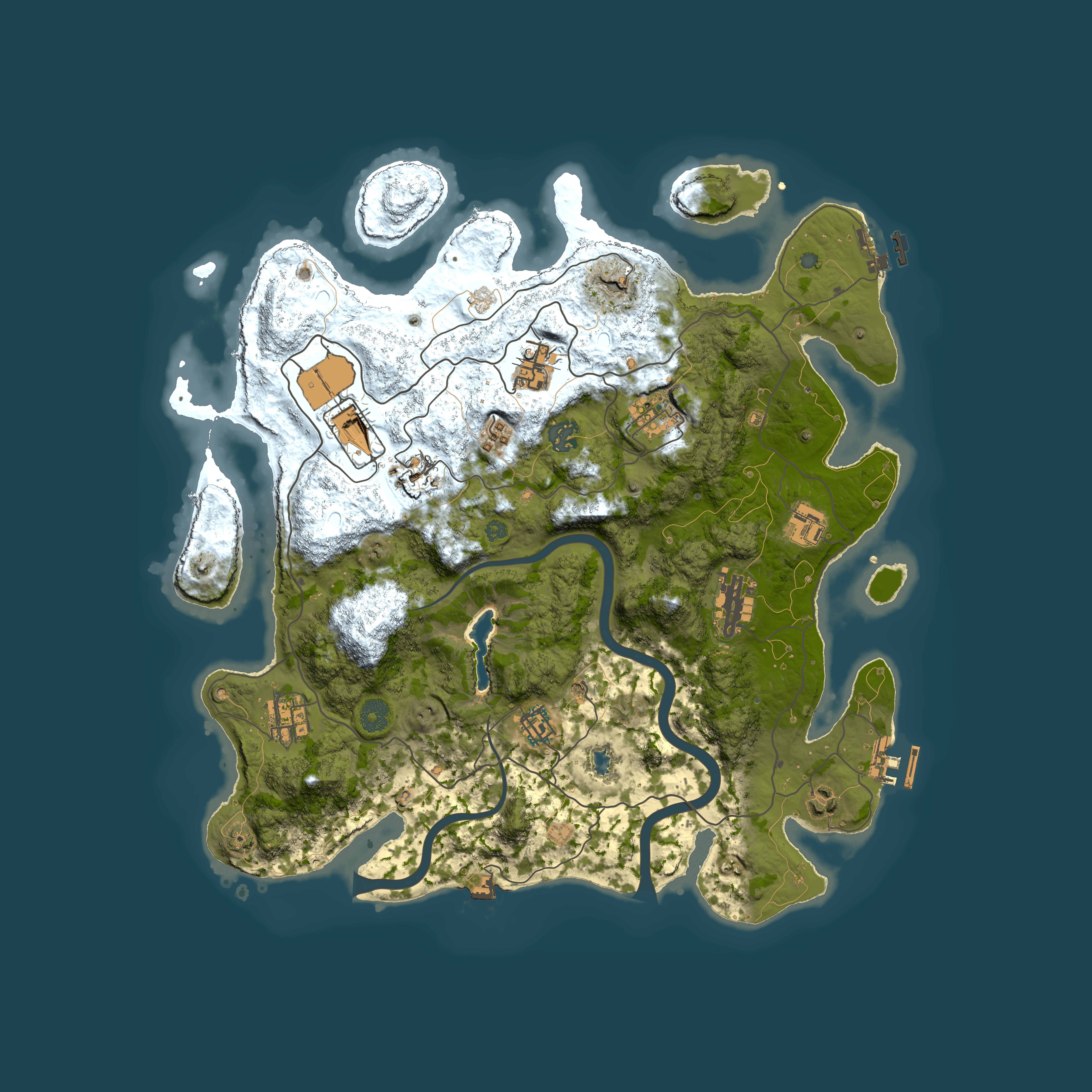 Full top-down render of Rust map seed 1336532336, 4000x4000m