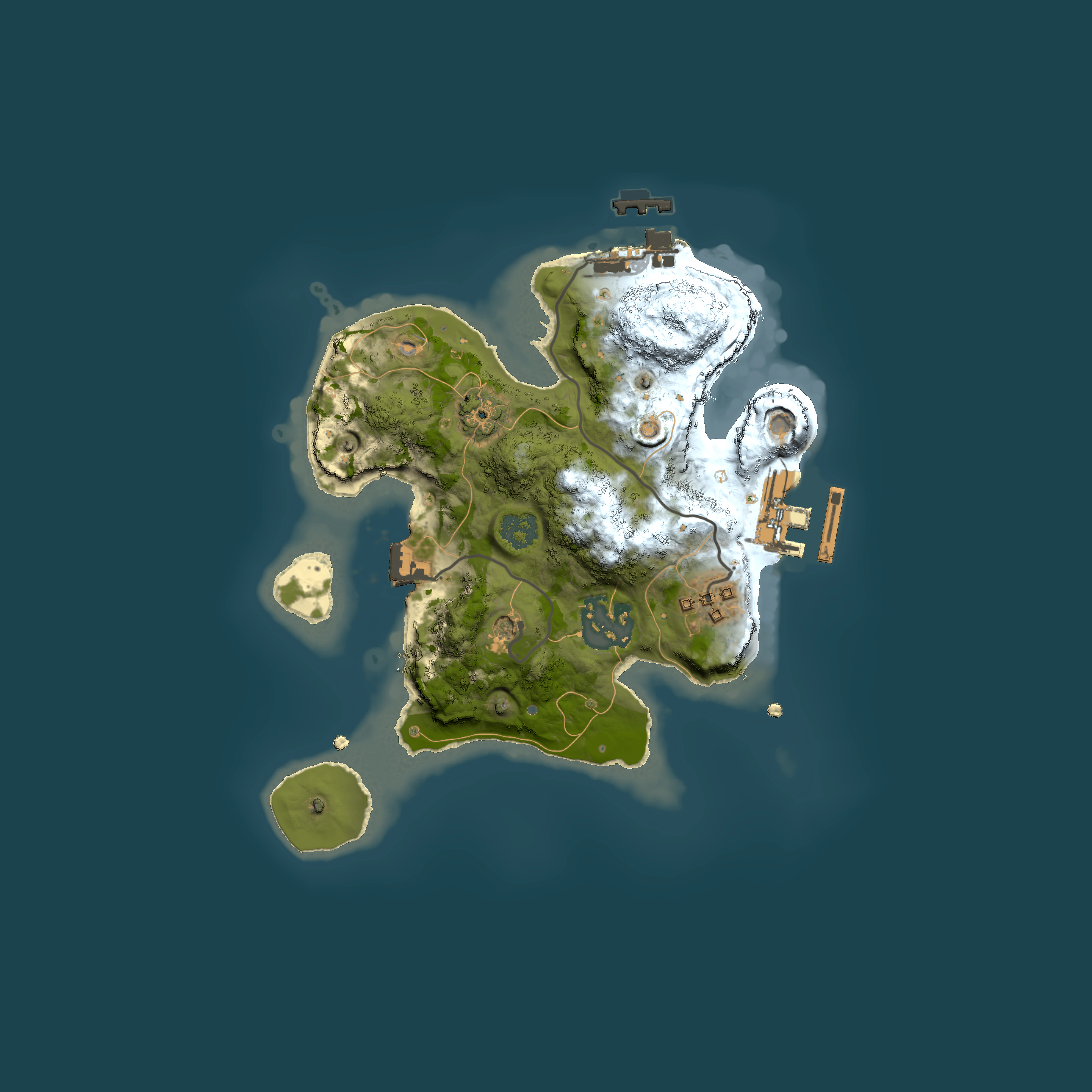 Full top-down render of Rust map seed 61421504, 2000x2000m