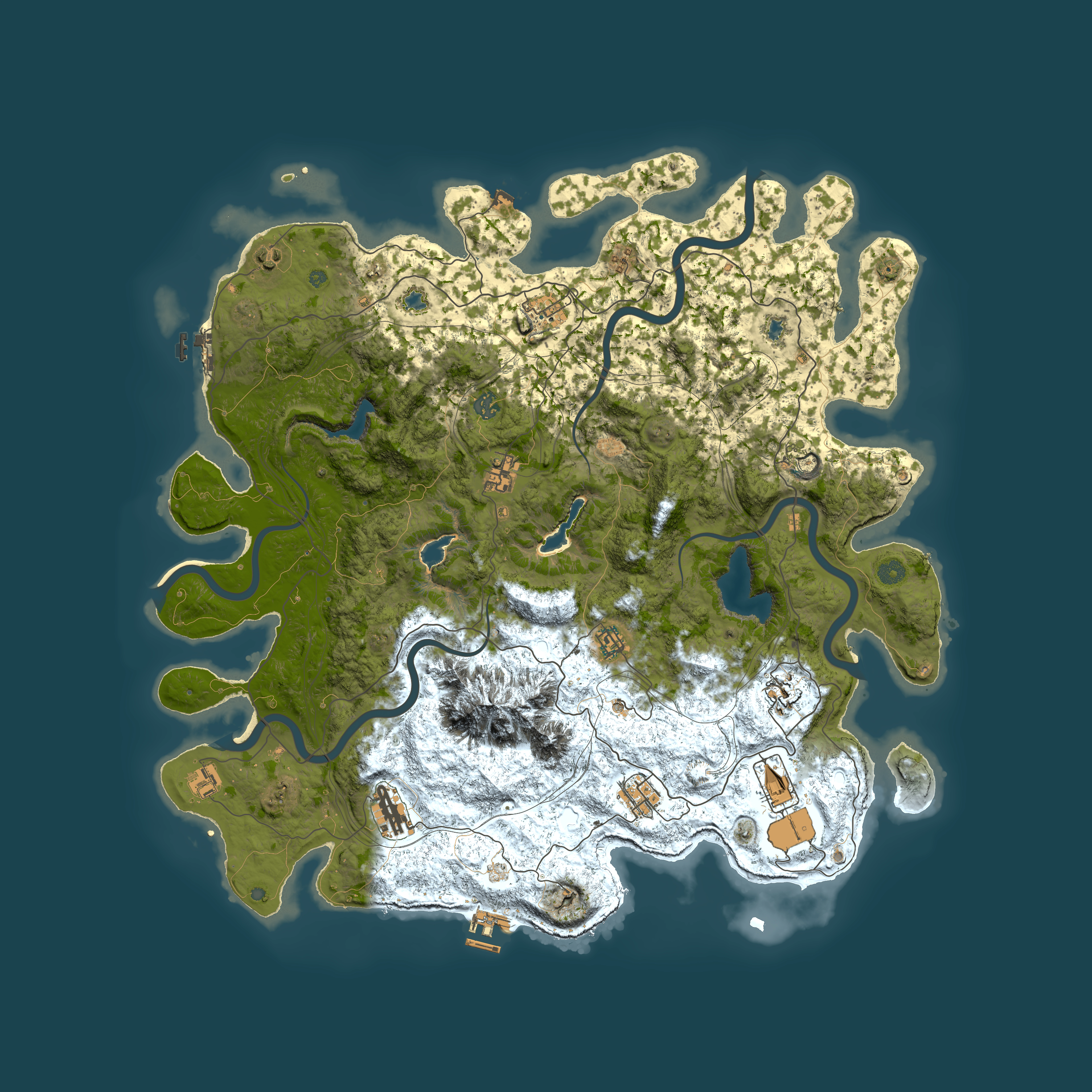 Full top-down render of Rust map seed 1318889882, 5000x5000m