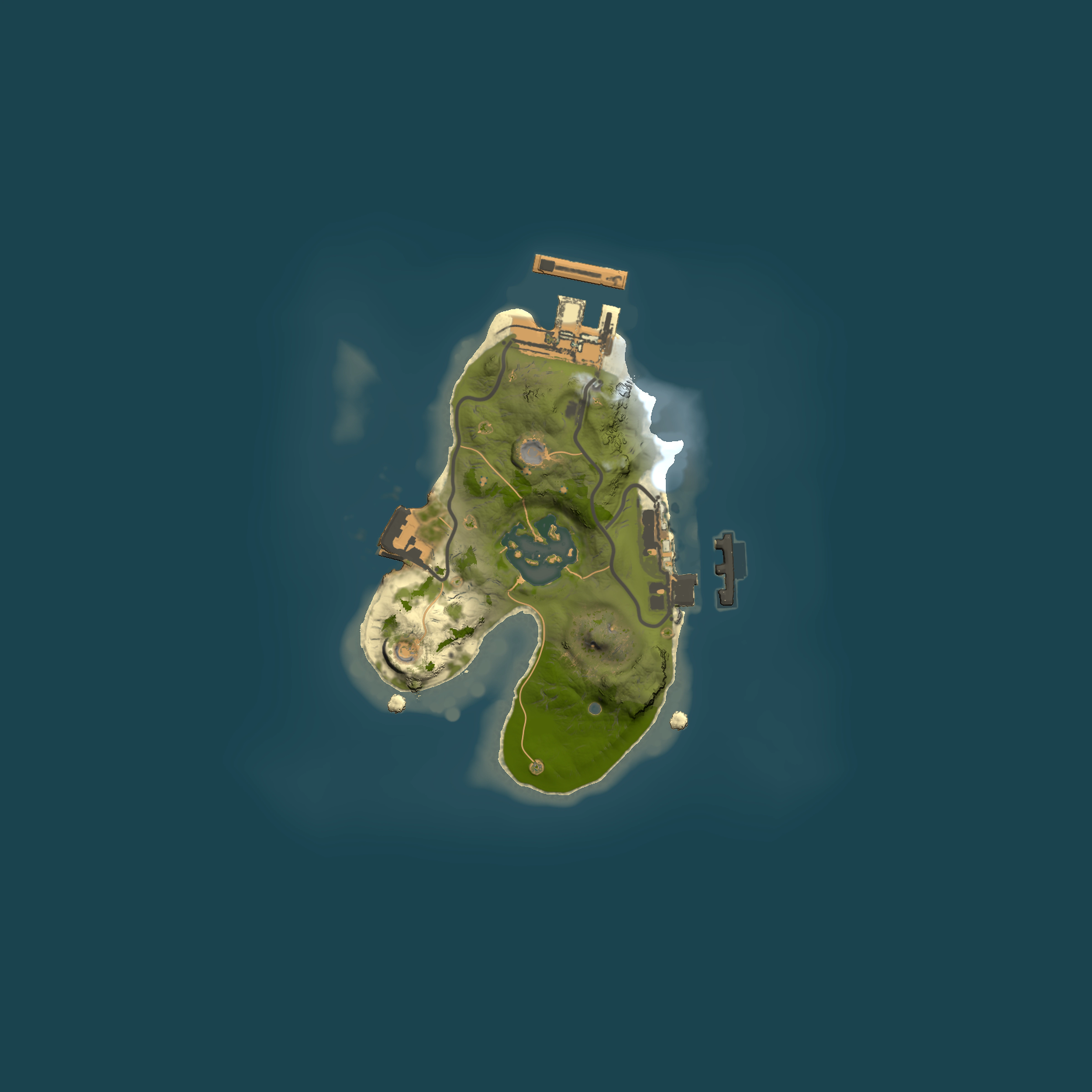 Full top-down render of Rust map seed 1402298195, 1500x1500m