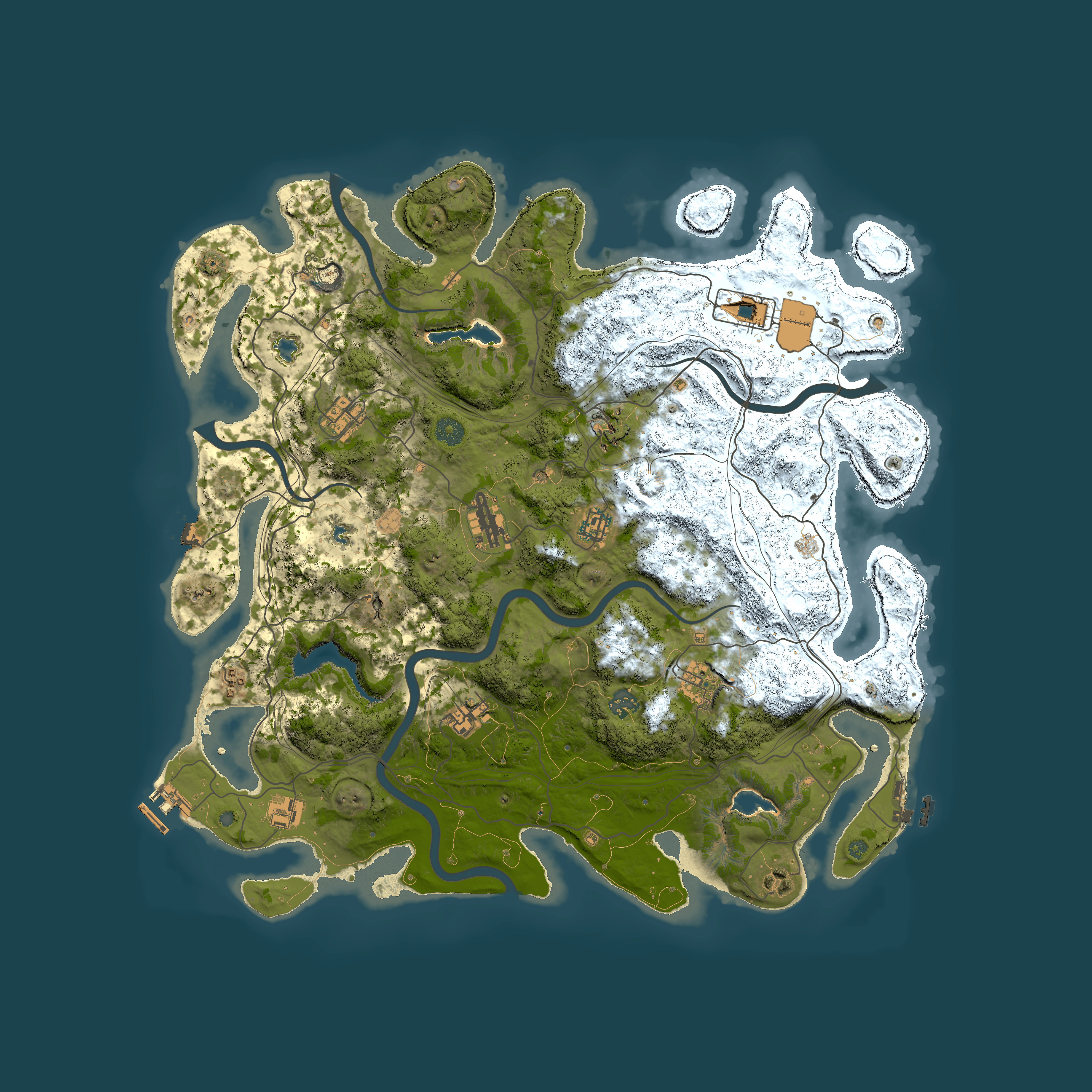 Full top-down render of Rust map seed 843845442, 4500x4500m