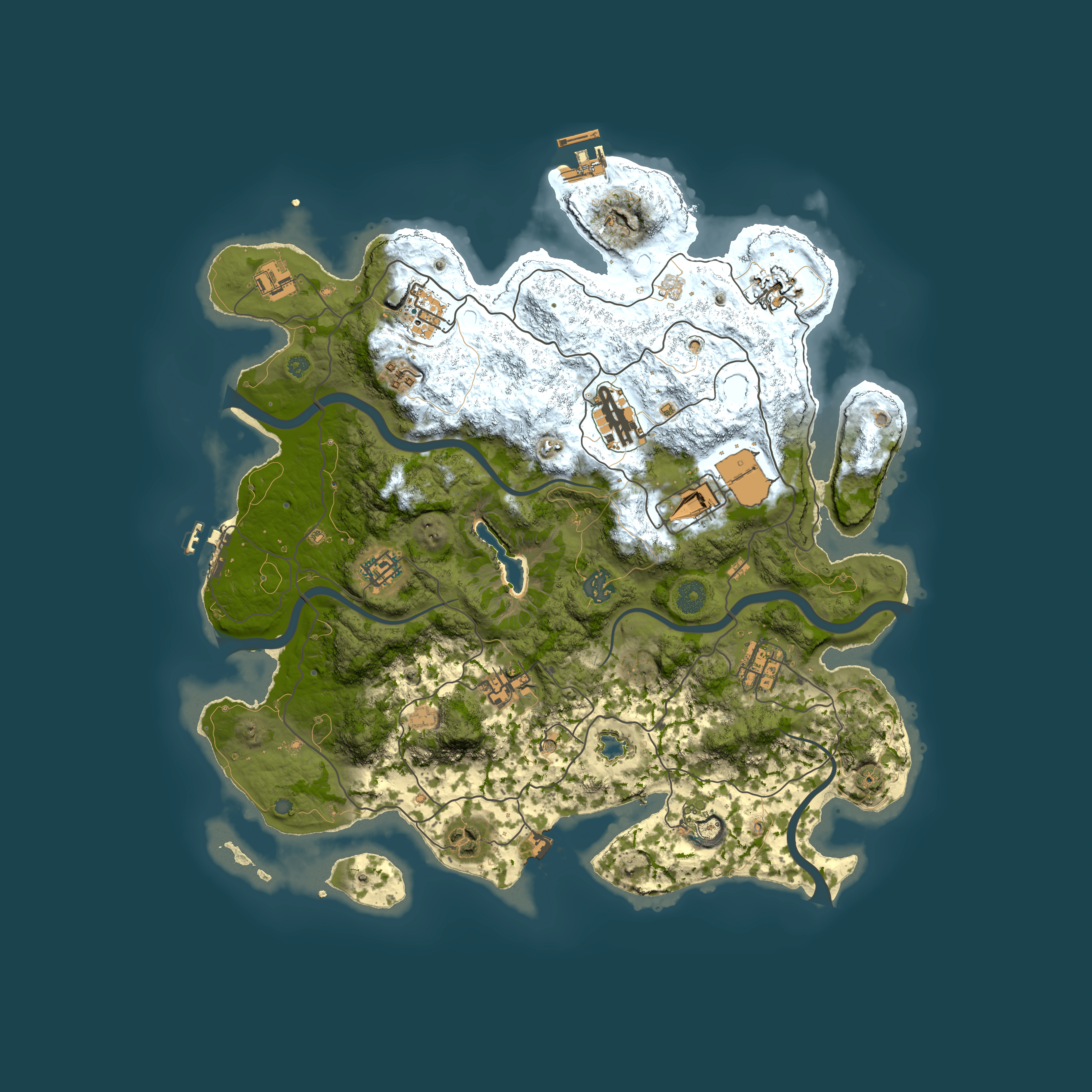 Full top-down render of Rust map seed 1379169155, 4000x4000m