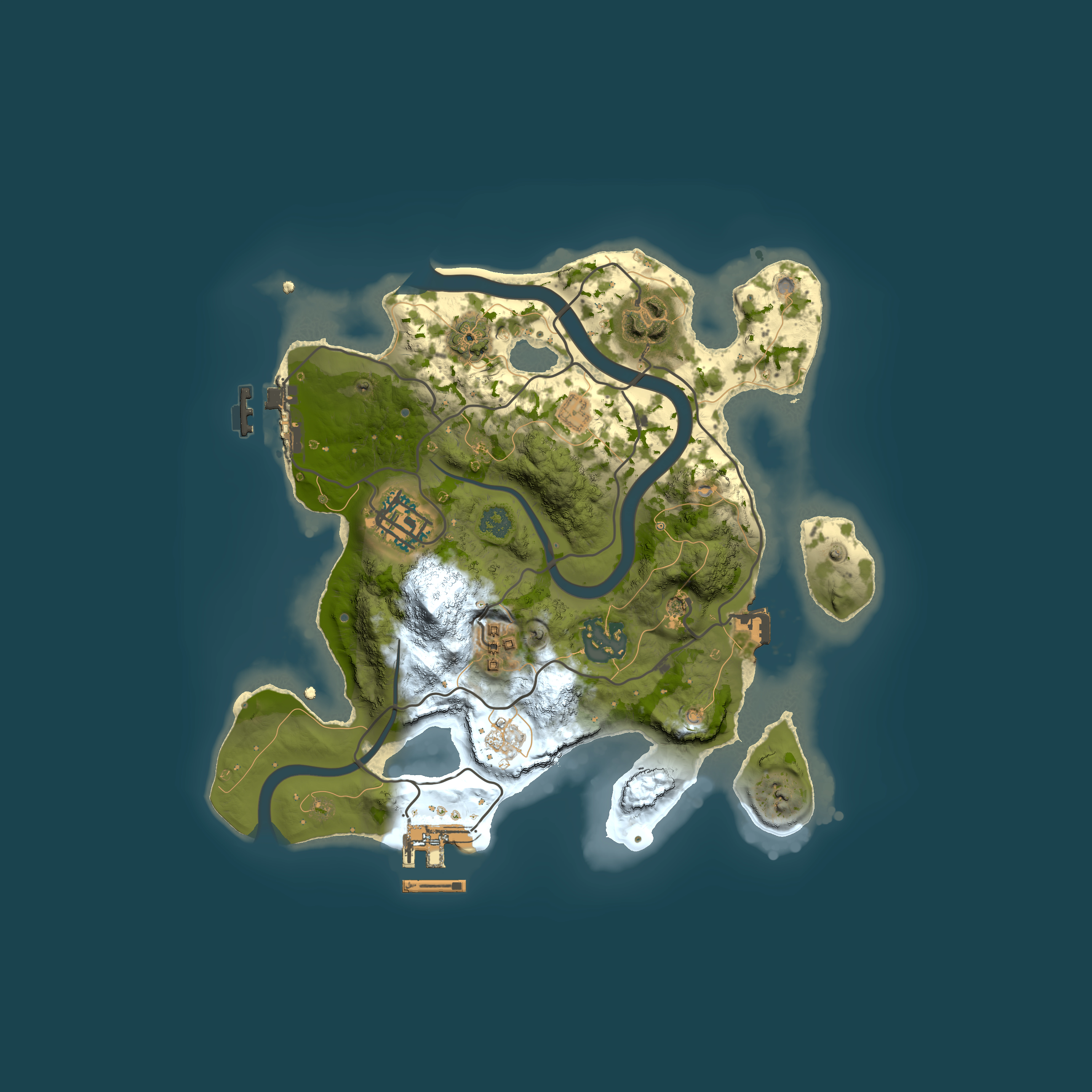 Full top-down render of Rust map seed 1842271528, 2500x2500m
