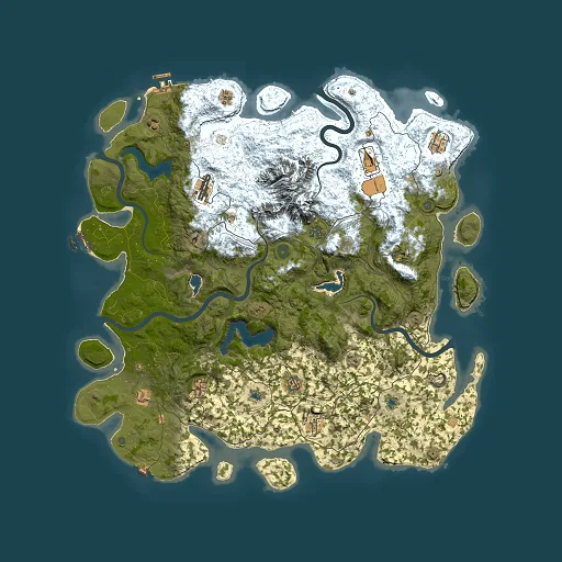 Rust map seed 2077360712, 5000x5000m top-down preview