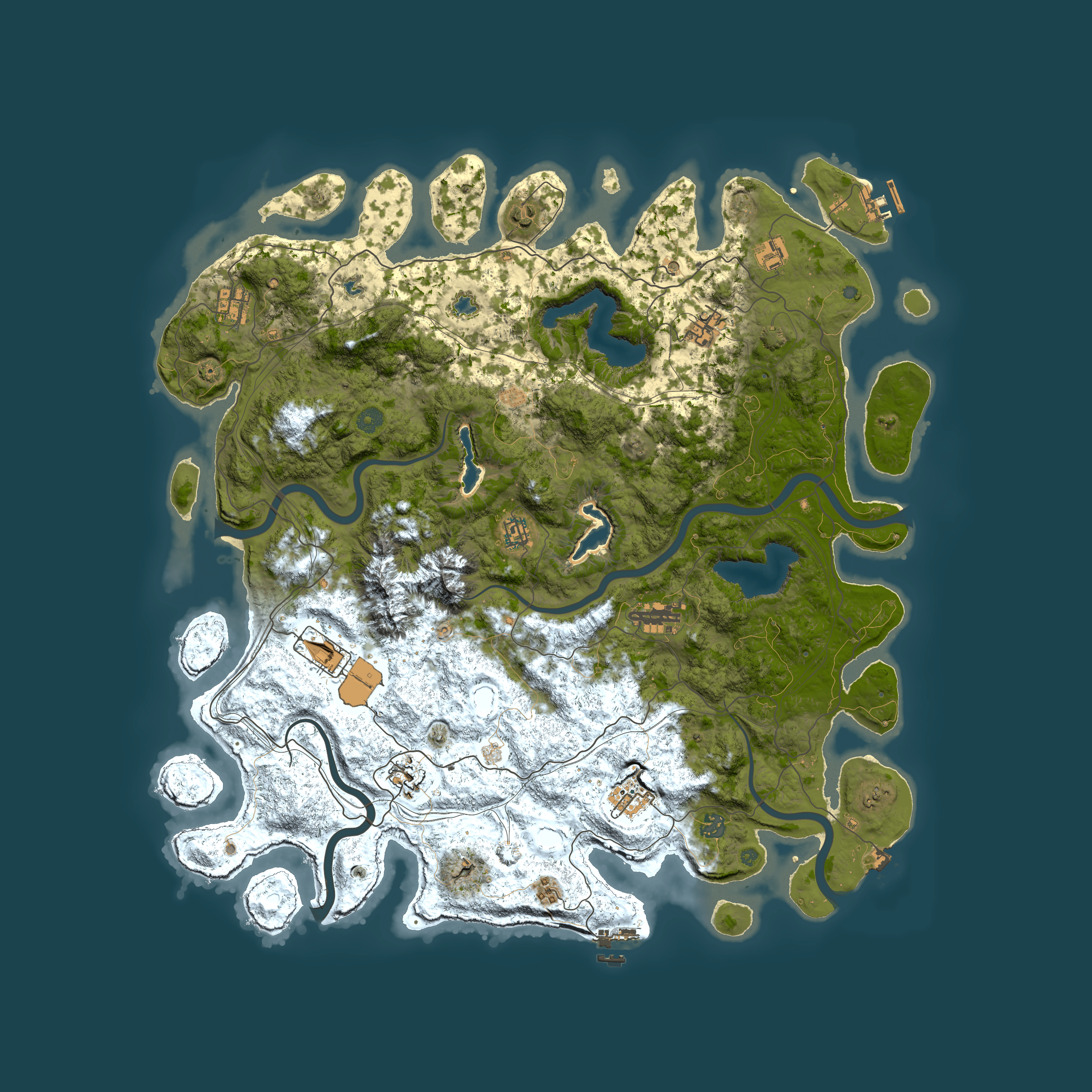 Full top-down render of Rust map seed 1696032064, 5000x5000m