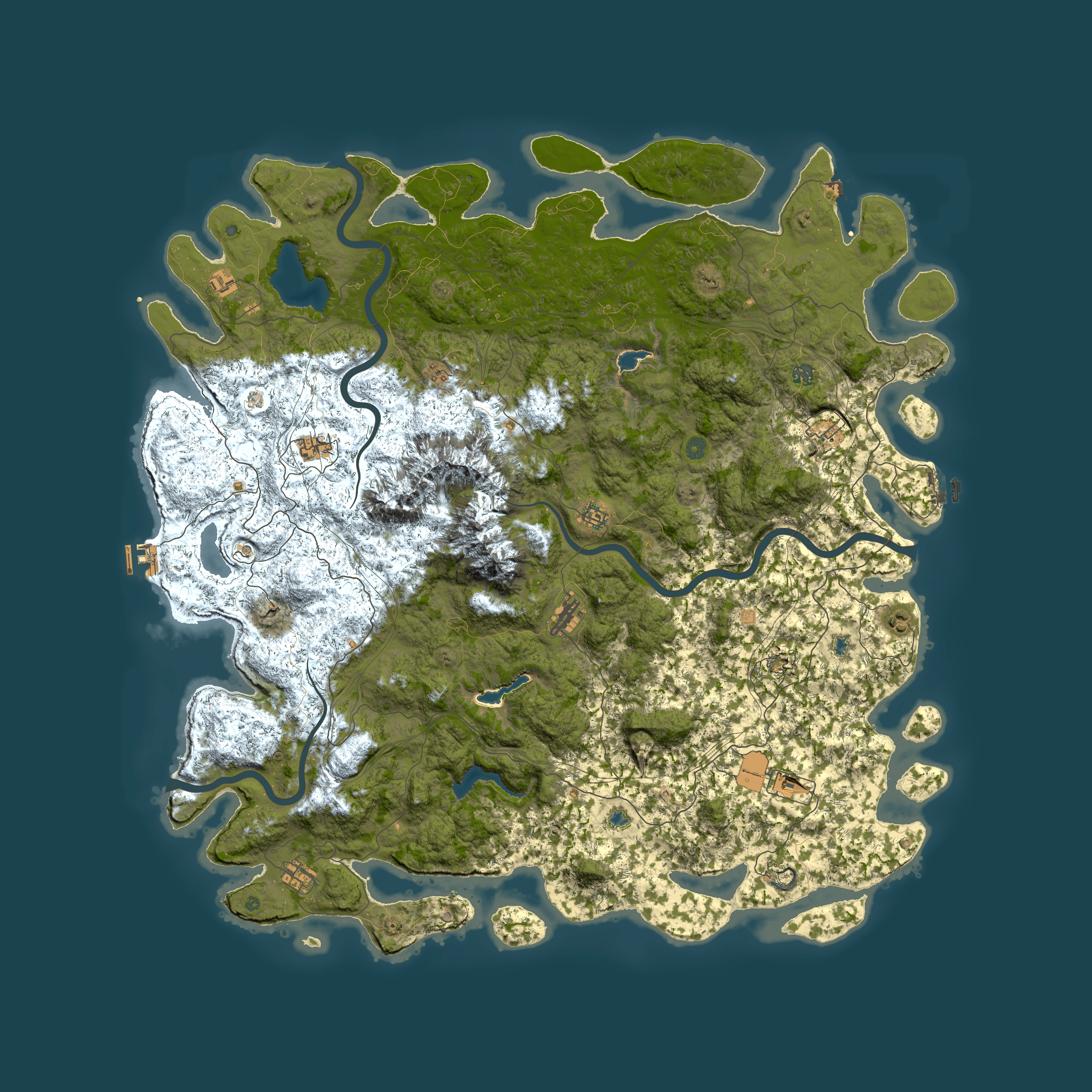 Full top-down render of Rust map seed 79150134, 6000x6000m