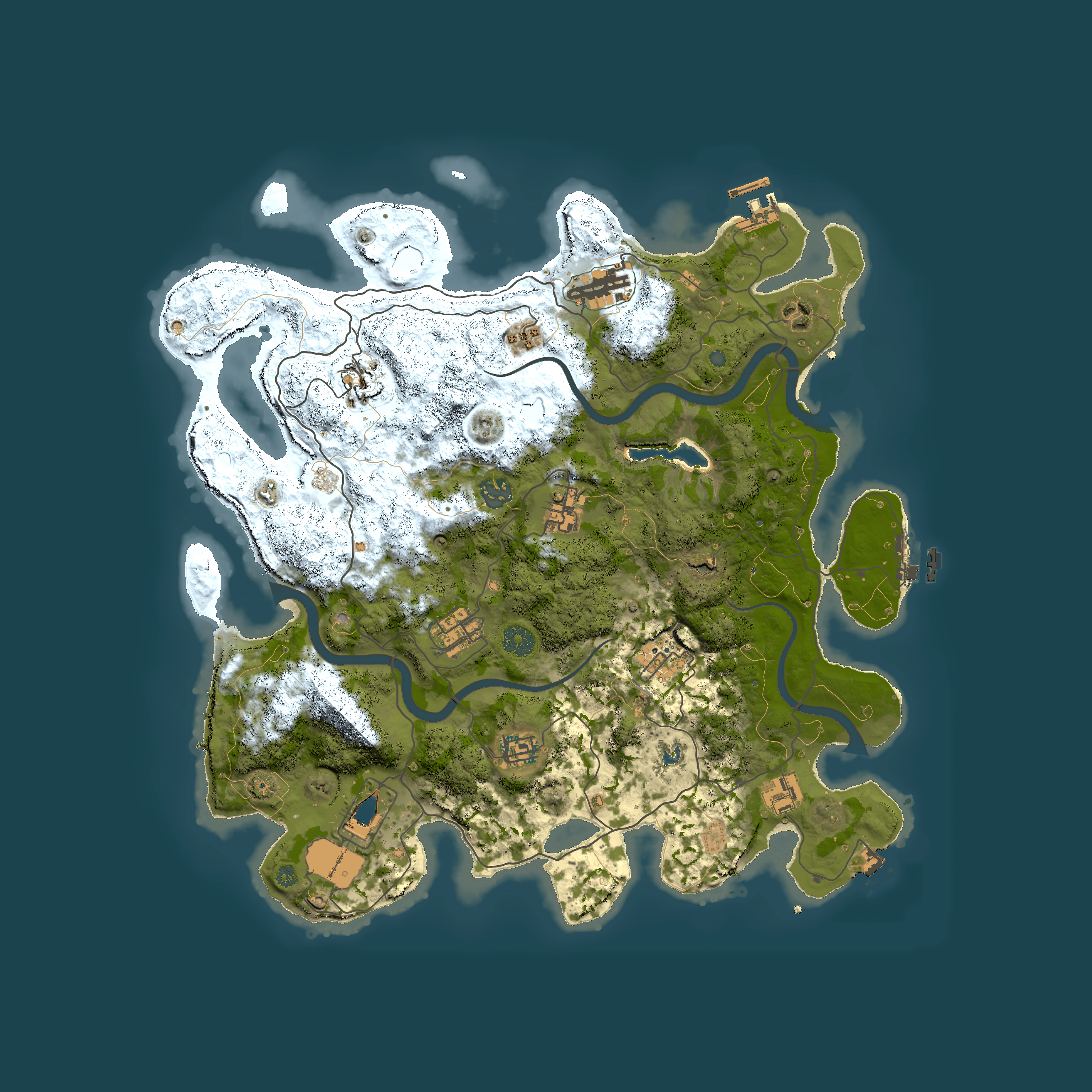 Full top-down render of Rust map seed 887192756, 4000x4000m