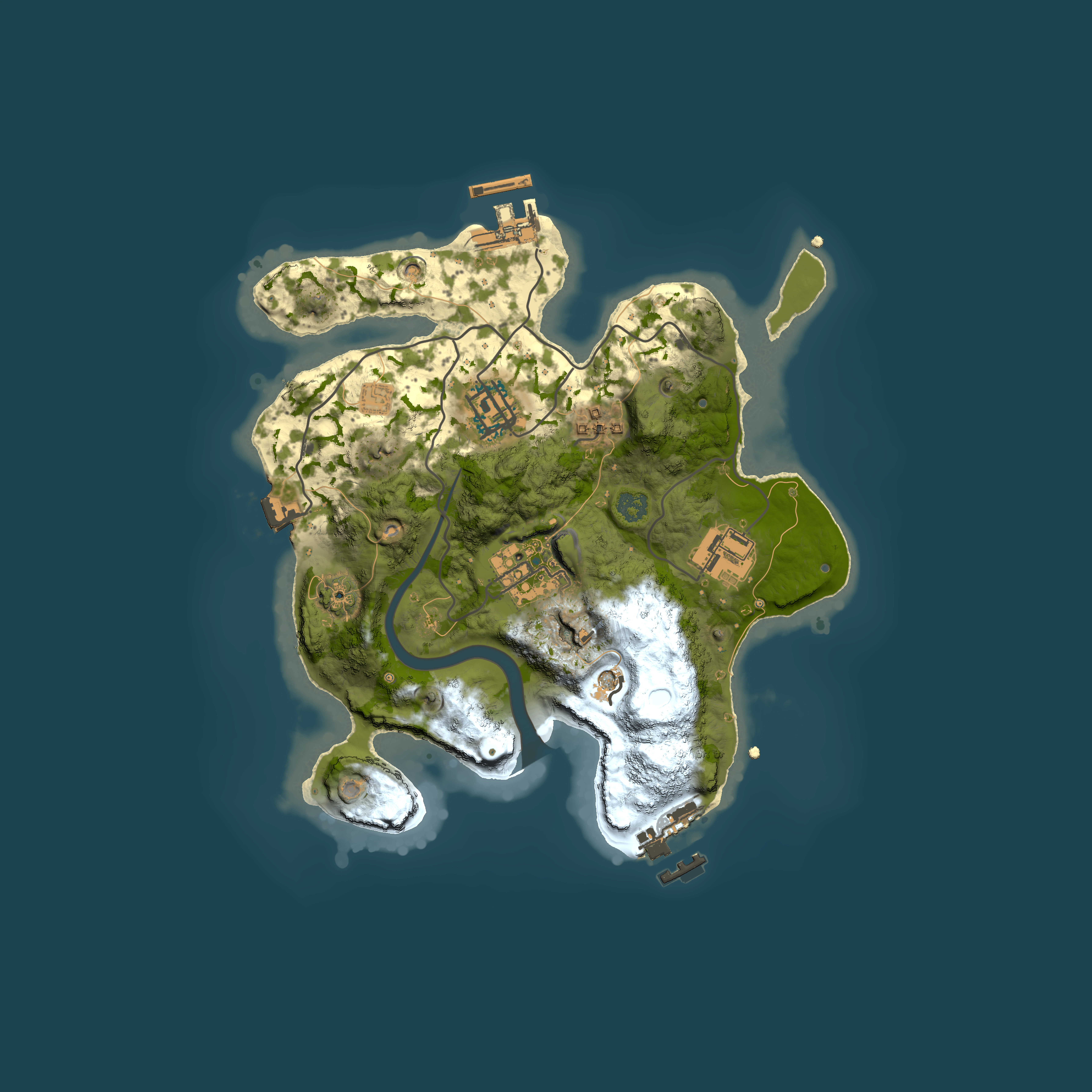 Full top-down render of Rust map seed 131609035, 2500x2500m