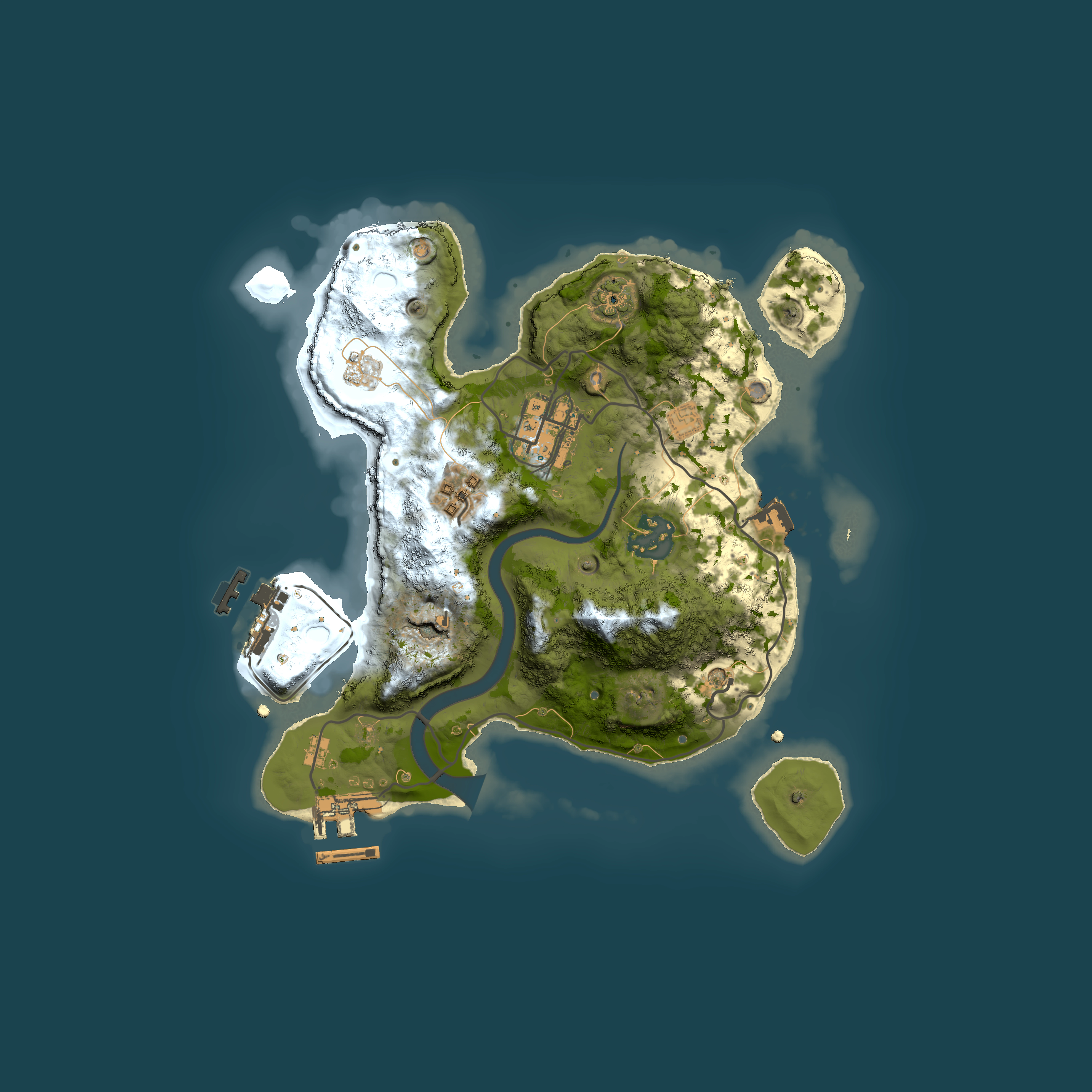 Full top-down render of Rust map seed 157677122, 2500x2500m