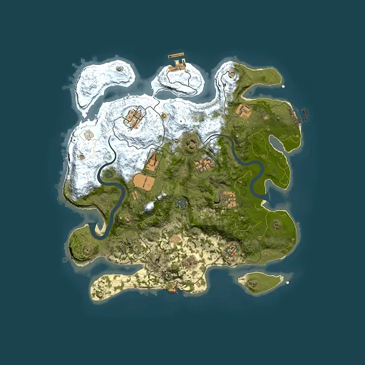 Rust map seed 16491867, 3500x3500m top-down preview