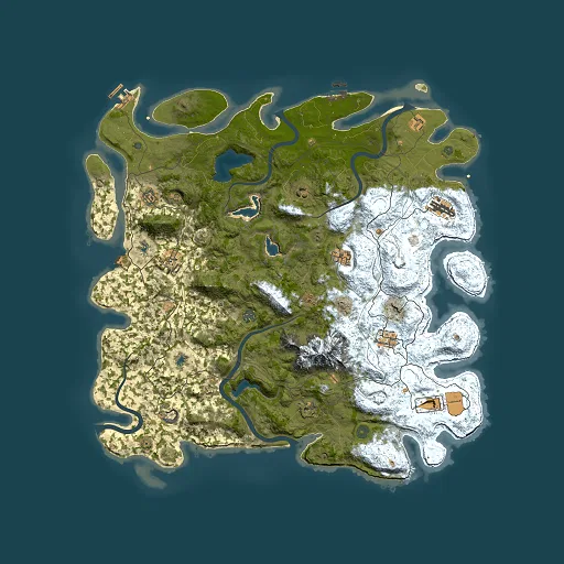 Rust map seed 1354023701, 5000x5000m top-down preview
