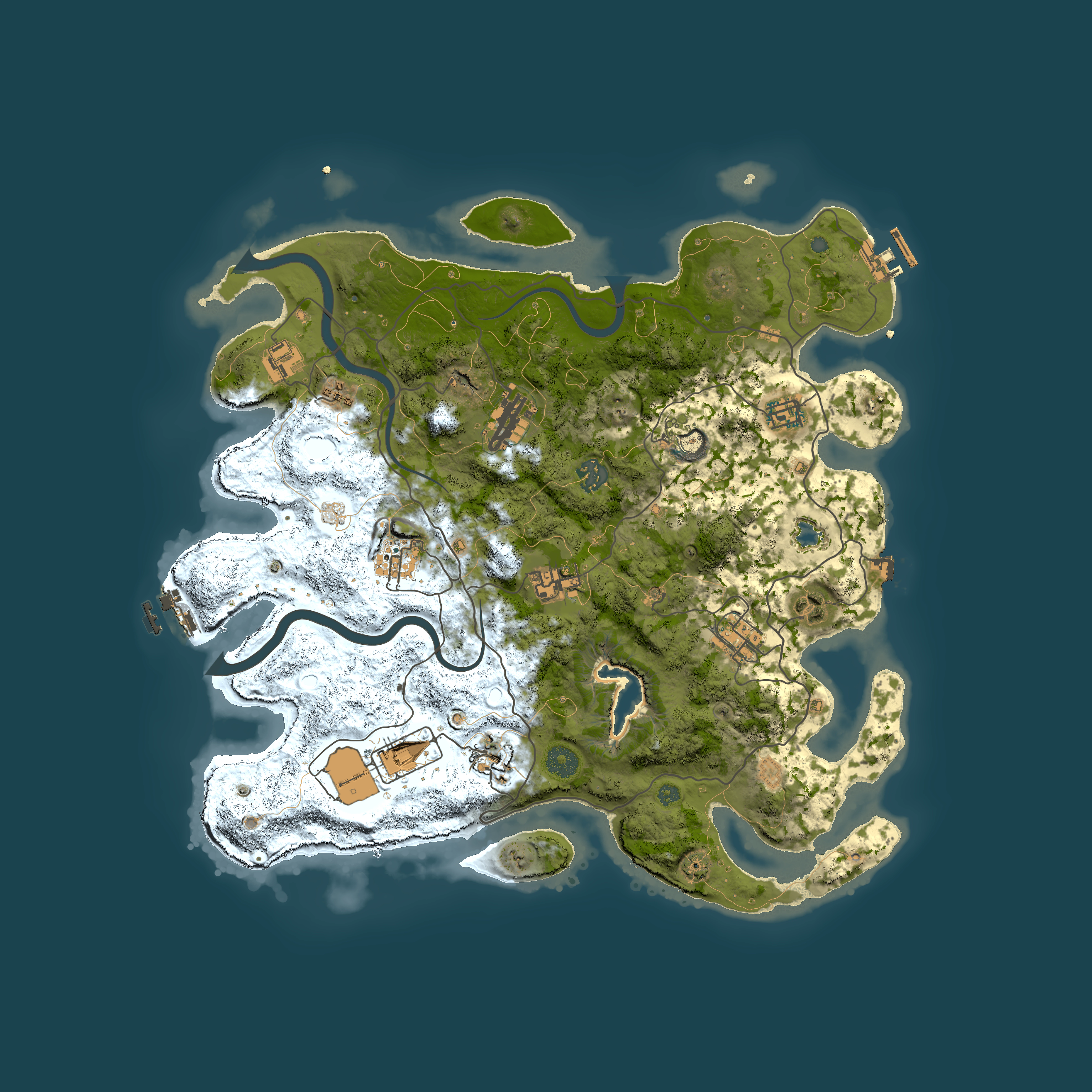 Full top-down render of Rust map seed 266174434, 4000x4000m