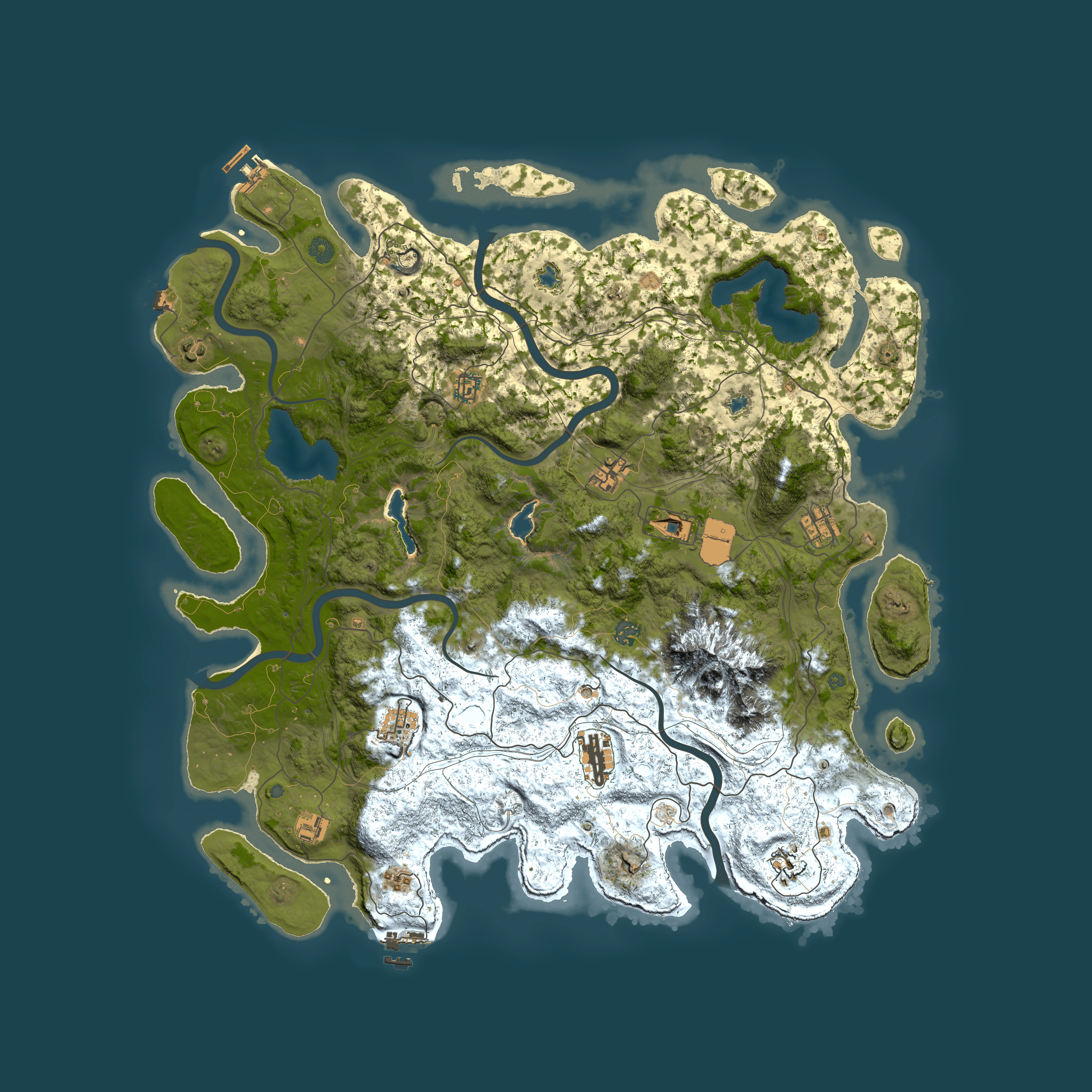 Full top-down render of Rust map seed 533585694, 5000x5000m