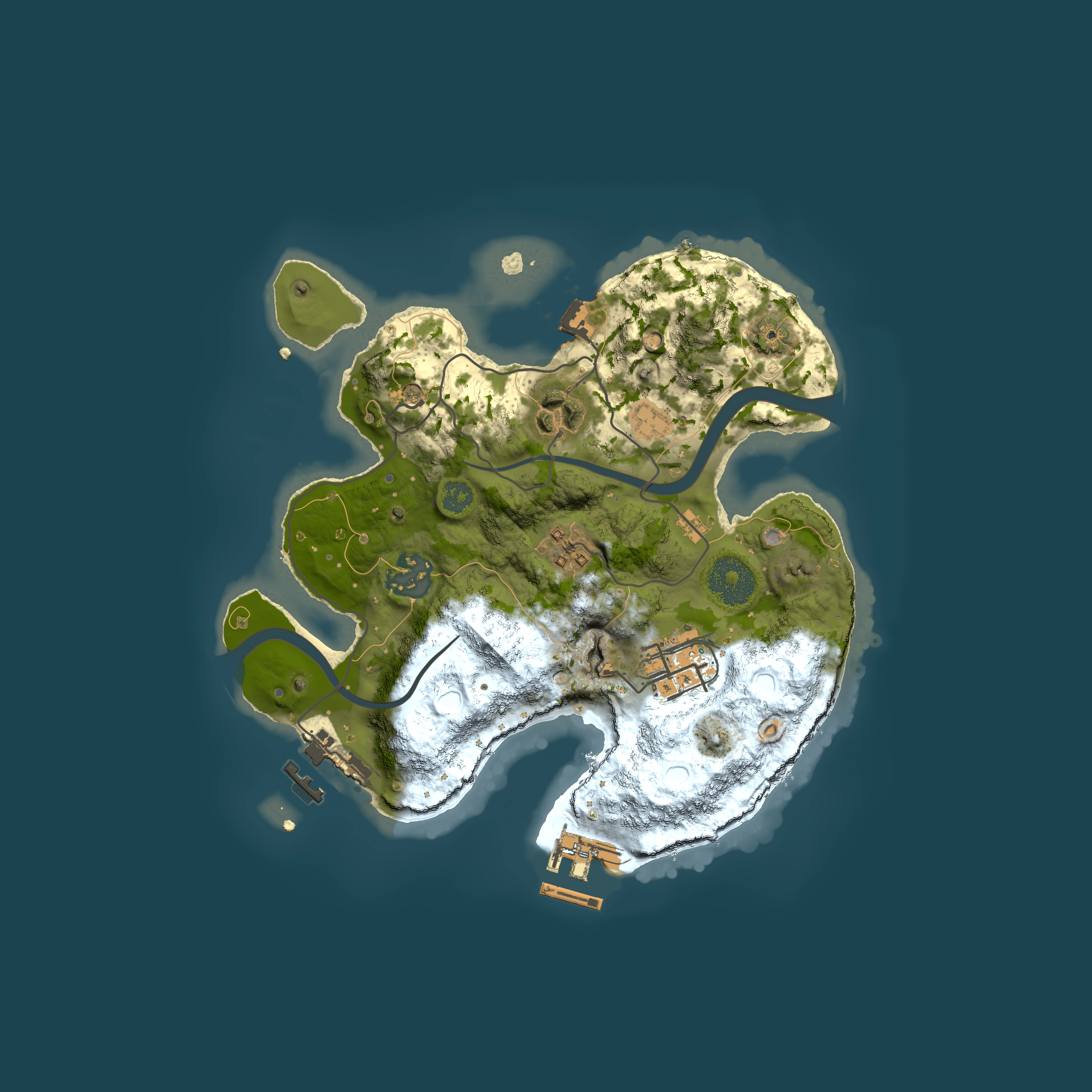 Full top-down render of Rust map seed 1070484704, 2500x2500m
