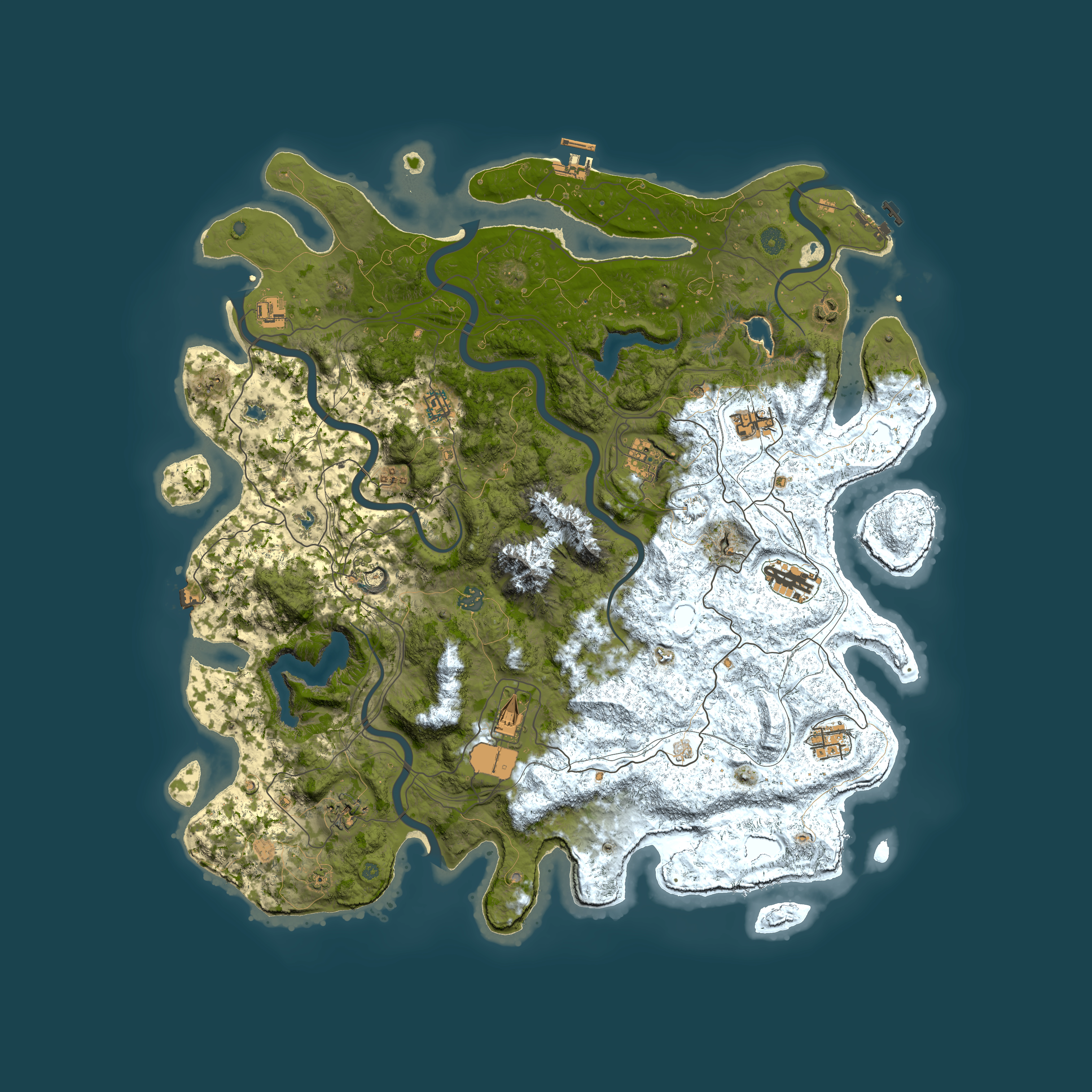 Full top-down render of Rust map seed 1301308059, 5000x5000m