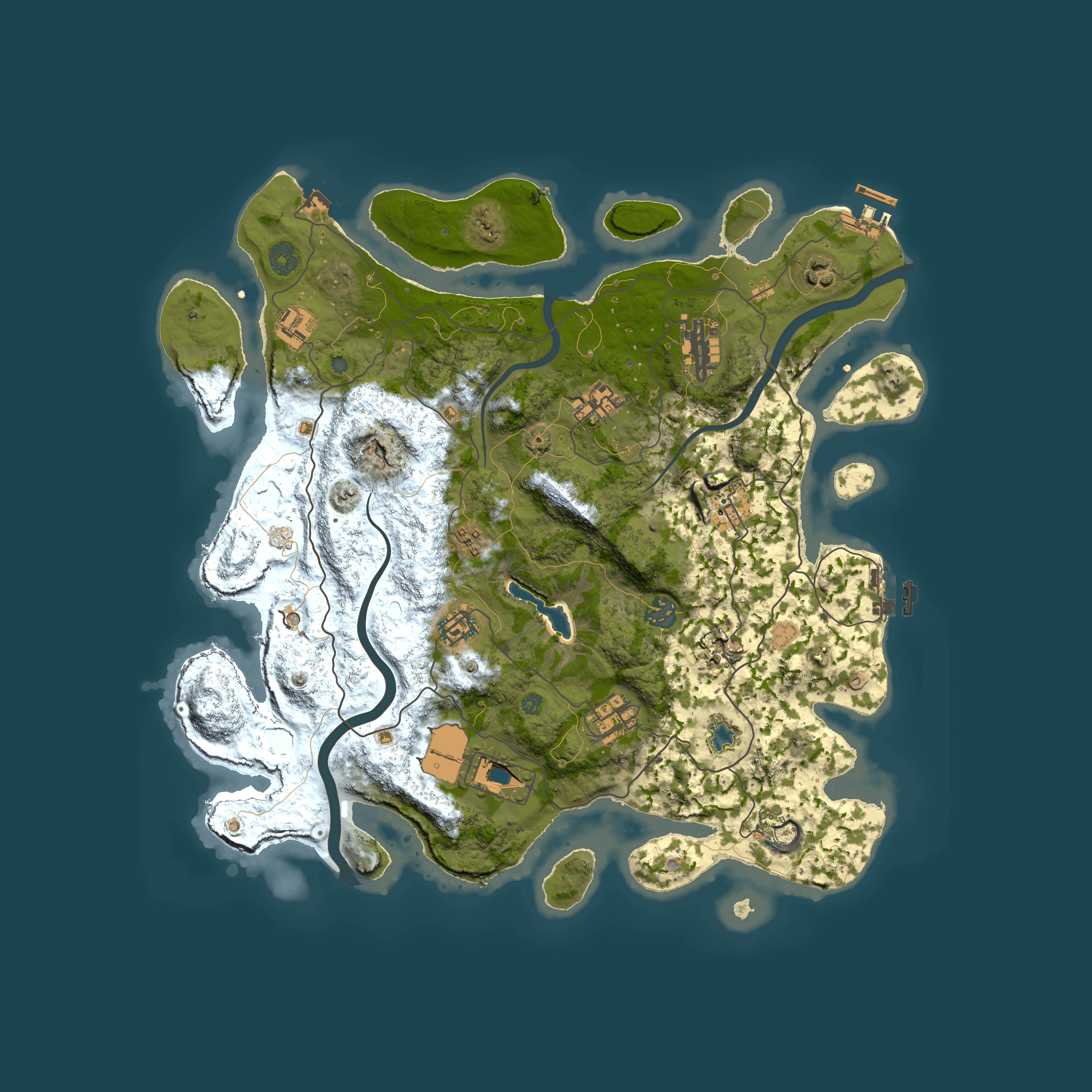 Full top-down render of Rust map seed 193622697, 4000x4000m