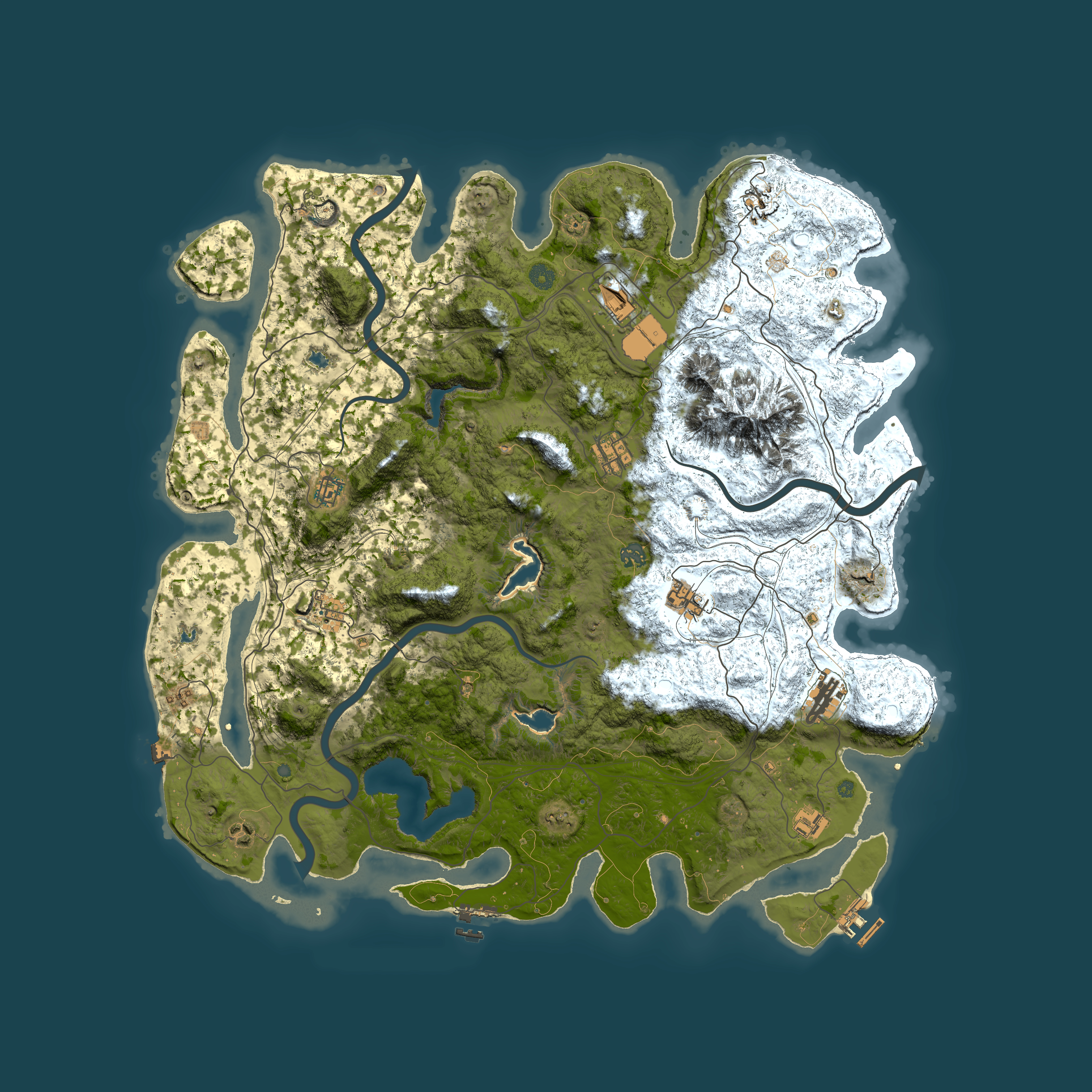 Full top-down render of Rust map seed 1023172307, 5000x5000m