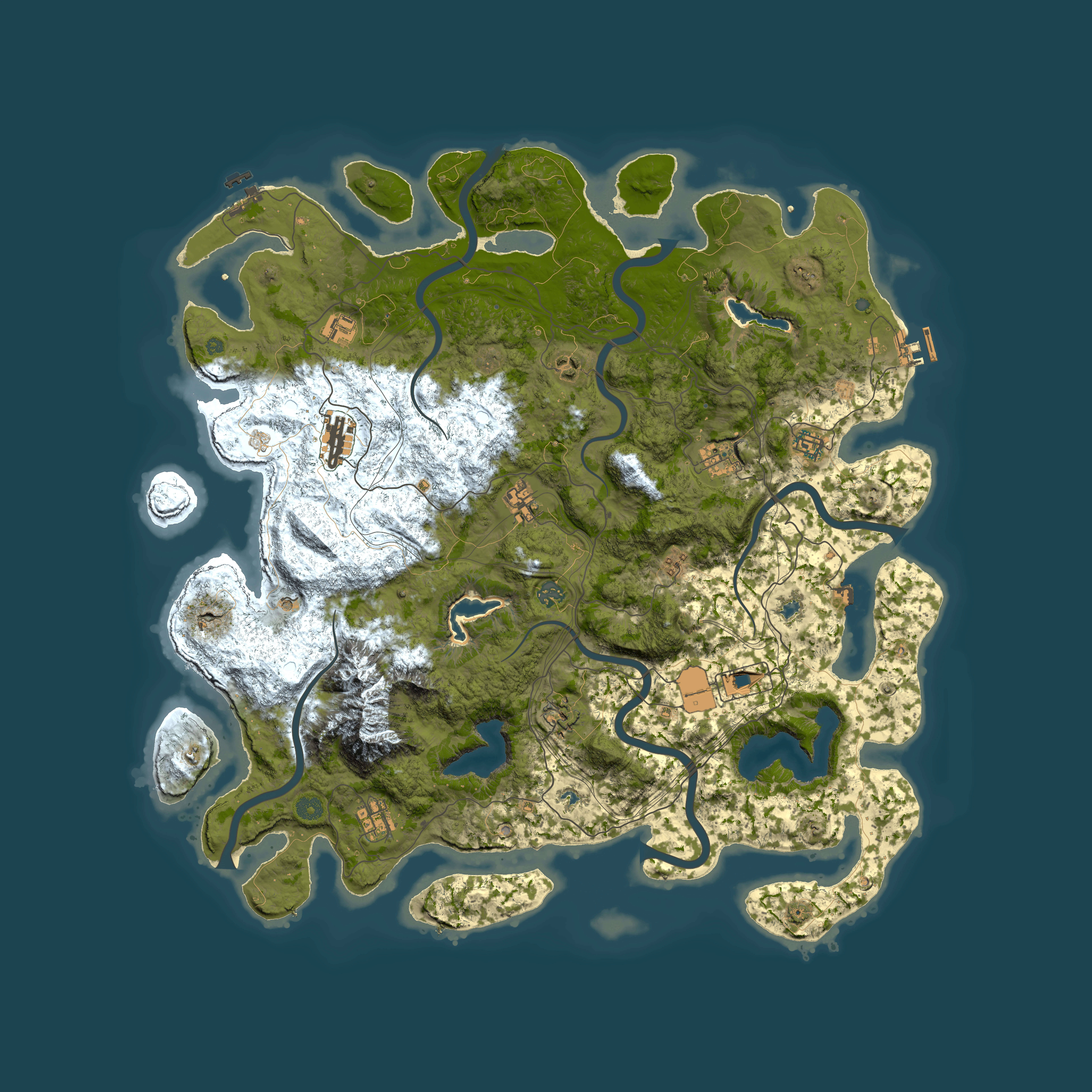 Full top-down render of Rust map seed 279674740, 5000x5000m