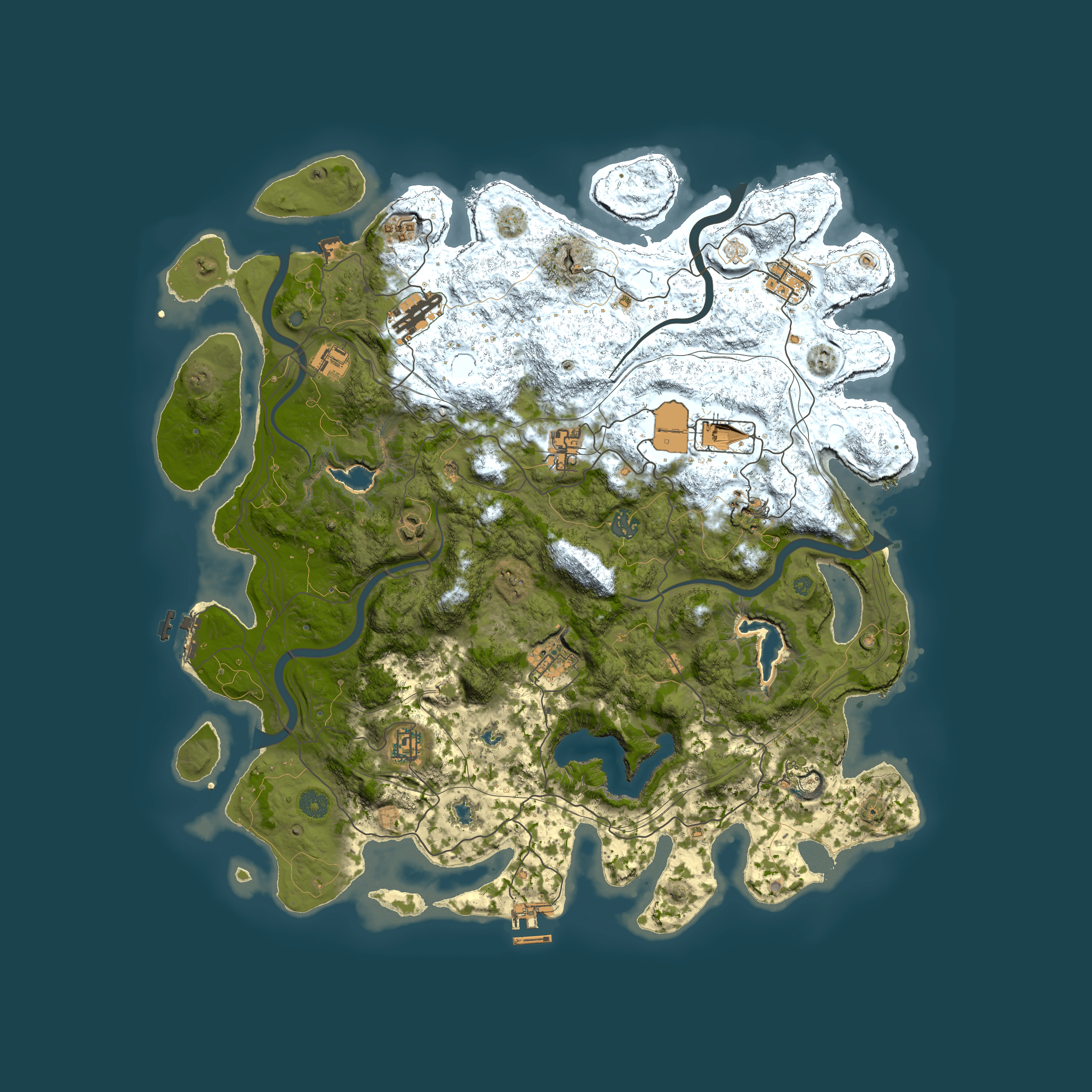 Full top-down render of Rust map seed 1470255867, 4500x4500m