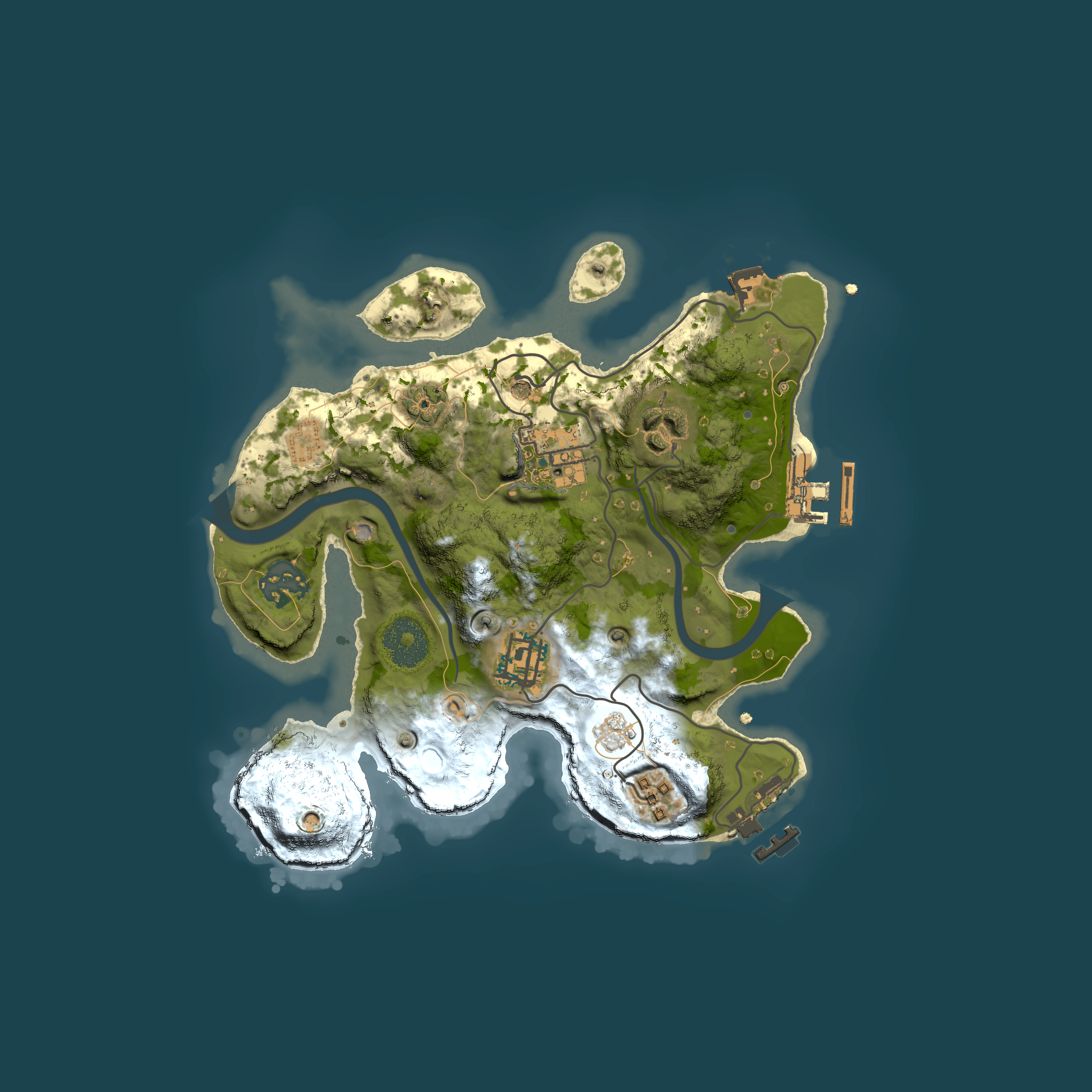 Full top-down render of Rust map seed 1913671823, 2500x2500m