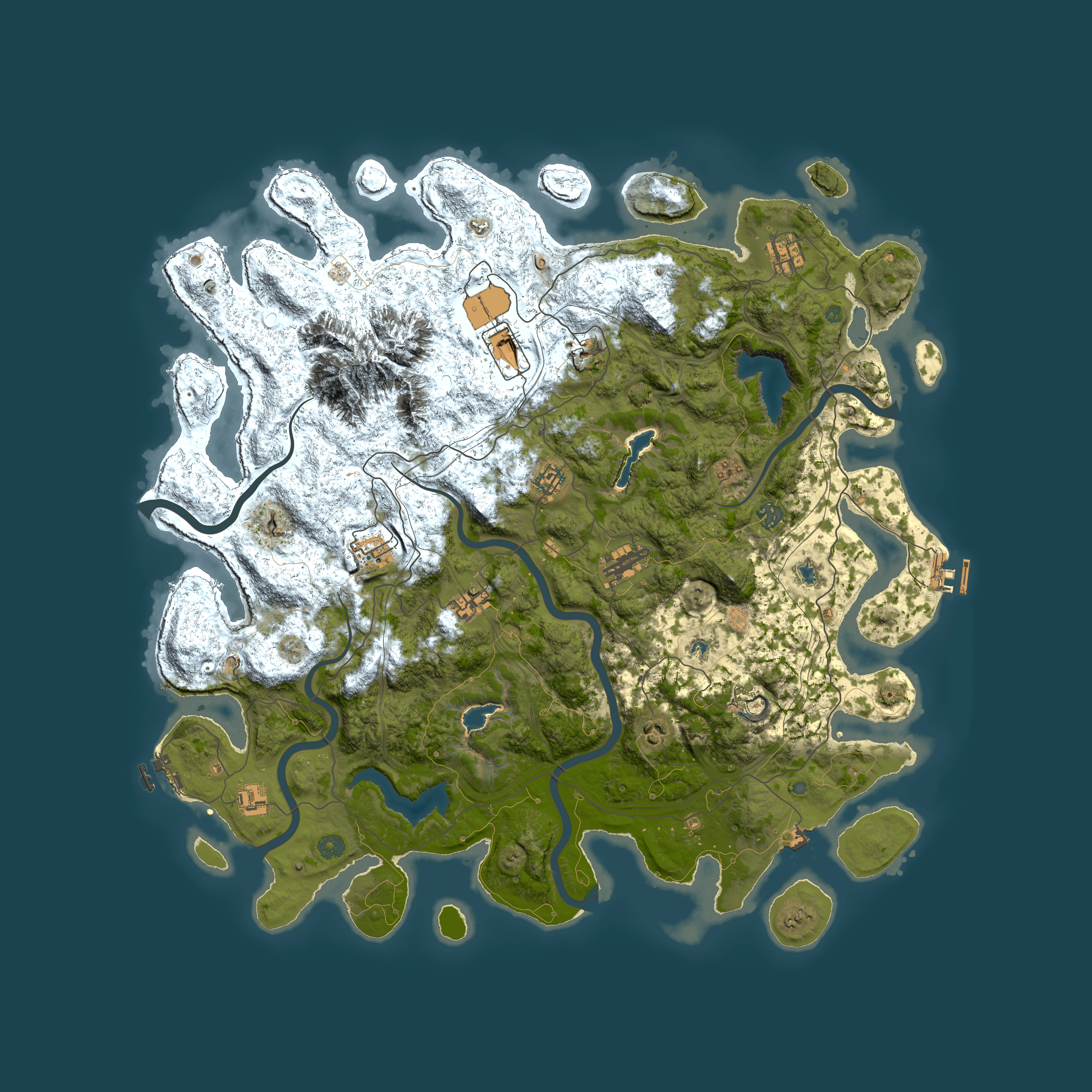 Full top-down render of Rust map seed 2128006125, 5000x5000m