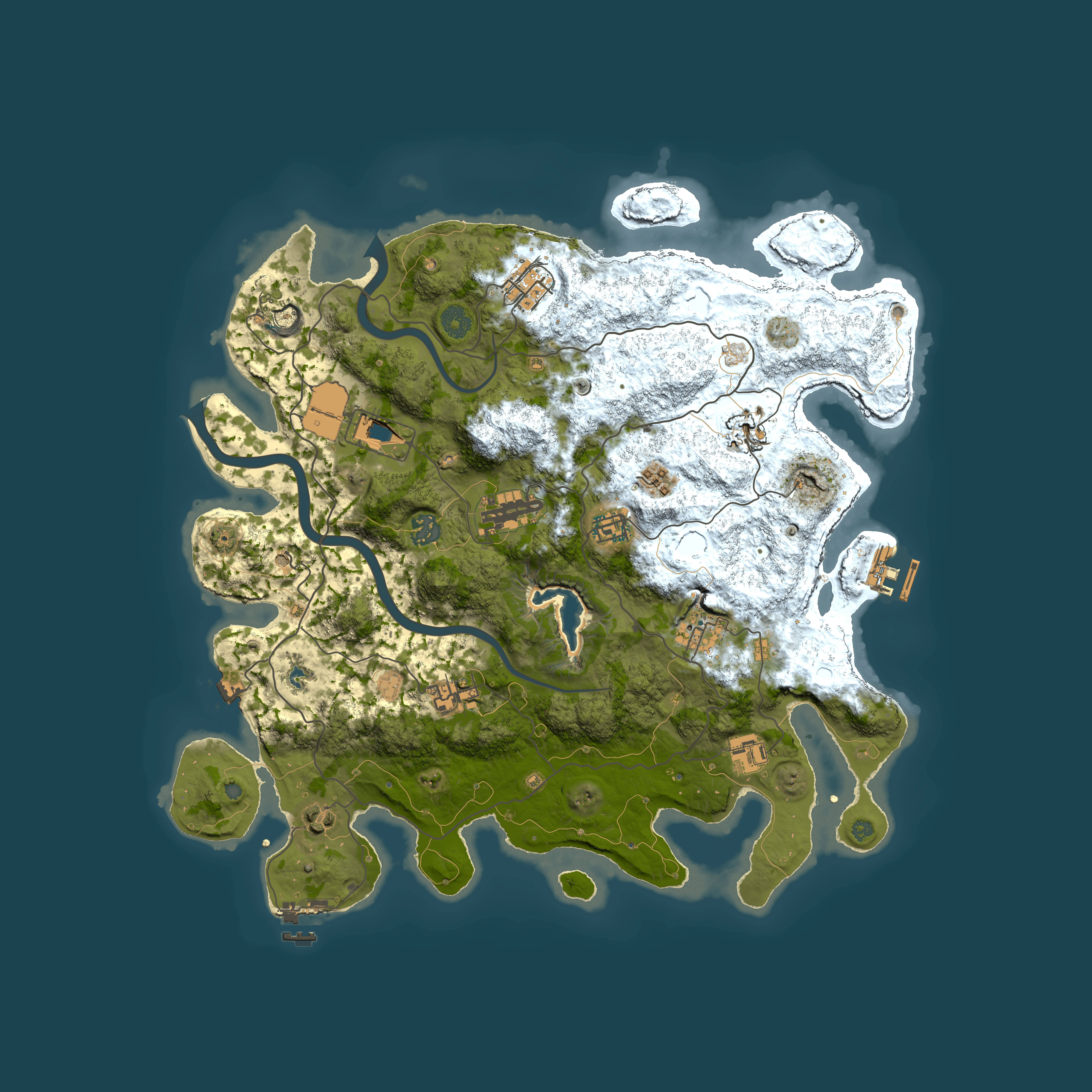 Full top-down render of Rust map seed 1343040134, 4000x4000m