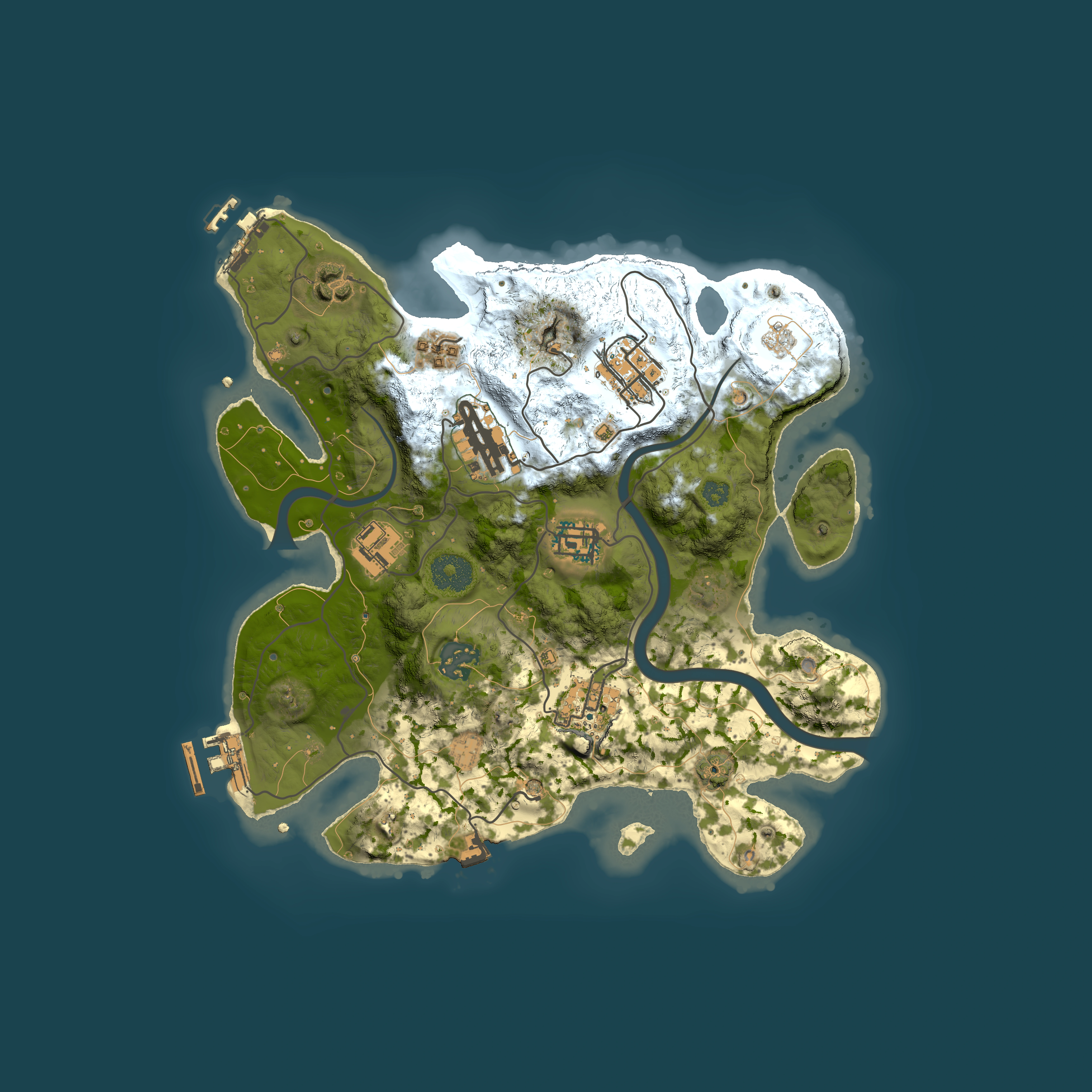 Full top-down render of Rust map seed 712365048, 3000x3000m