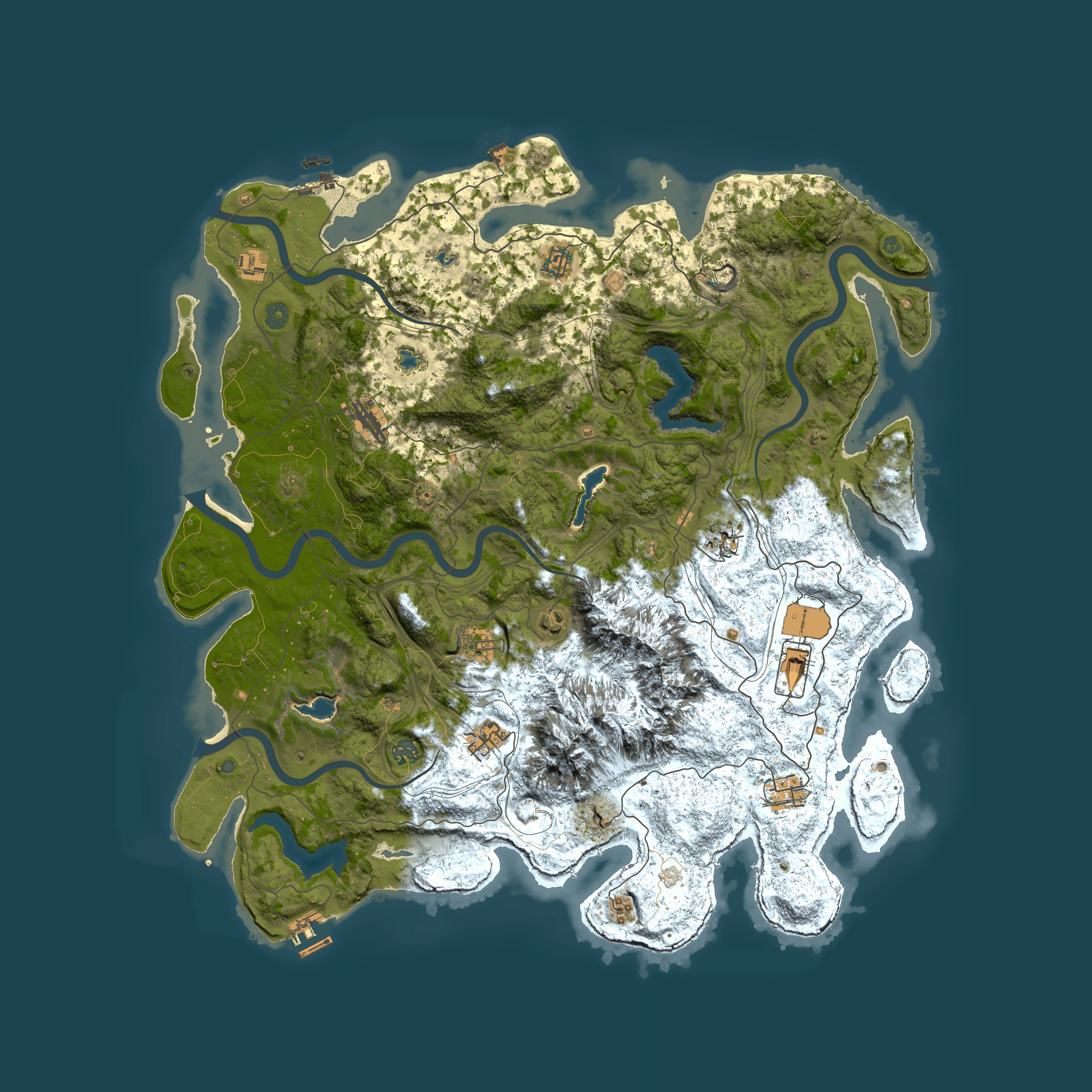 Full top-down render of Rust map seed 801672107, 5000x5000m