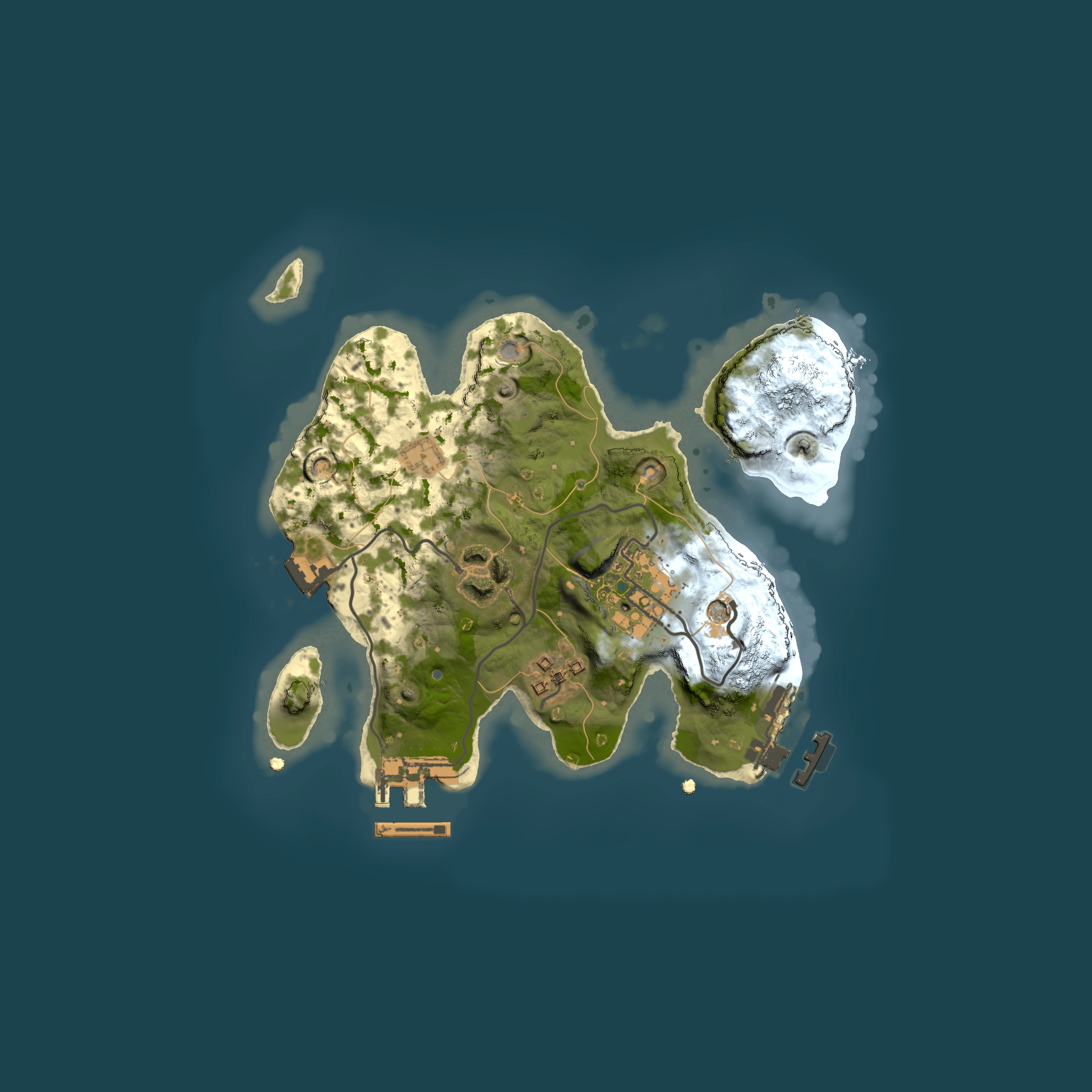 Full top-down render of Rust map seed 2100136458, 2000x2000m