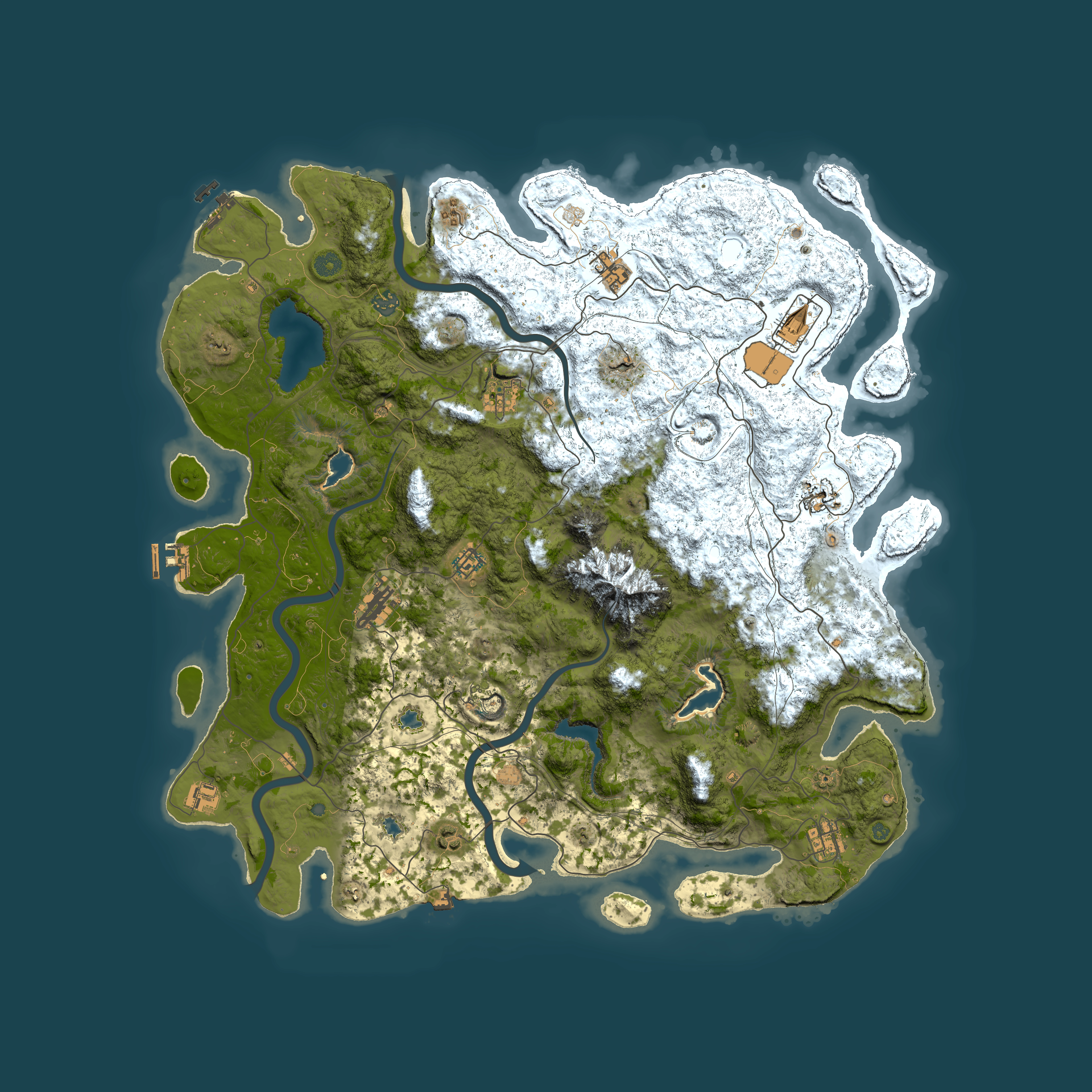 Full top-down render of Rust map seed 175700308, 5000x5000m