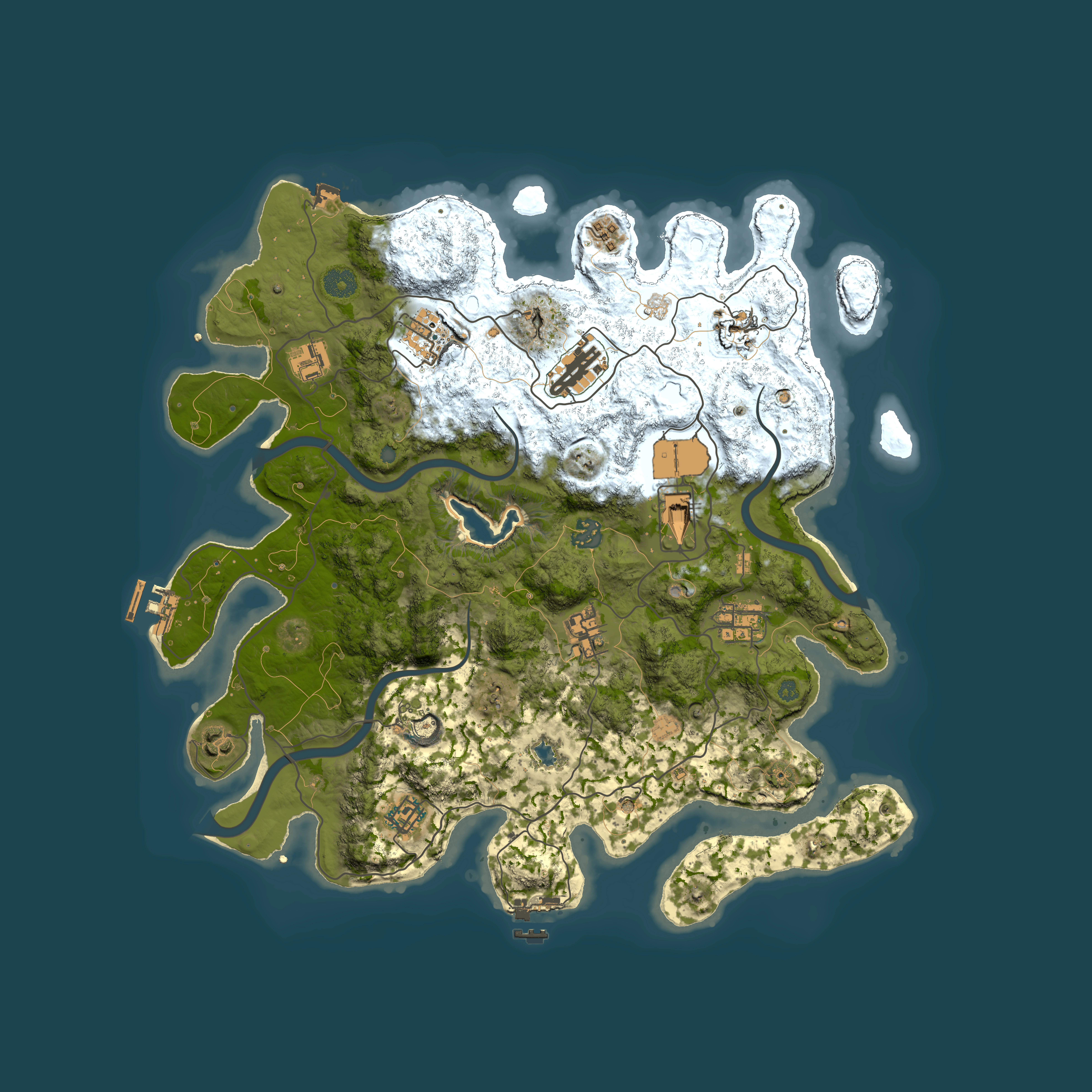Full top-down render of Rust map seed 2104671291, 4000x4000m