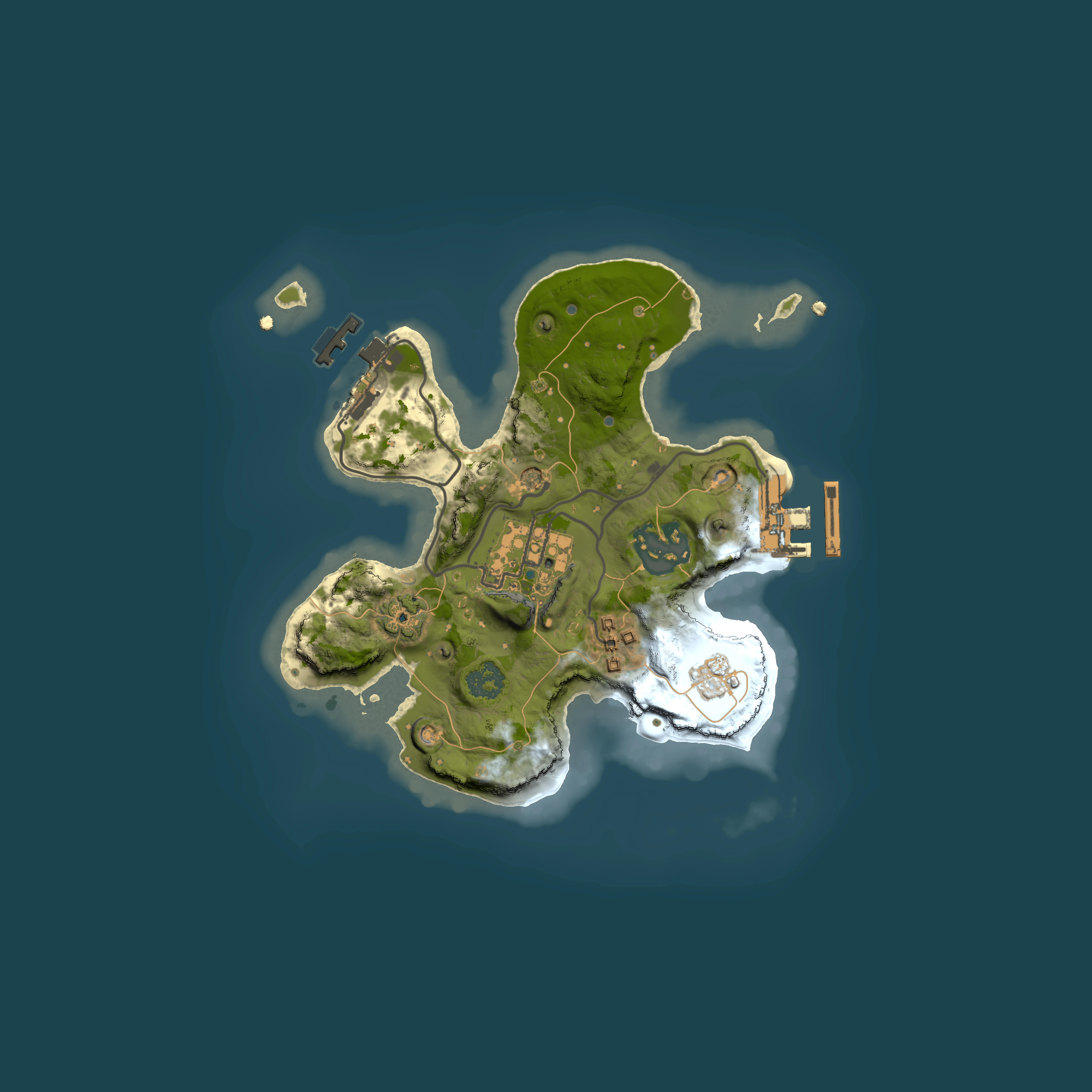 Full top-down render of Rust map seed 909235513, 2000x2000m