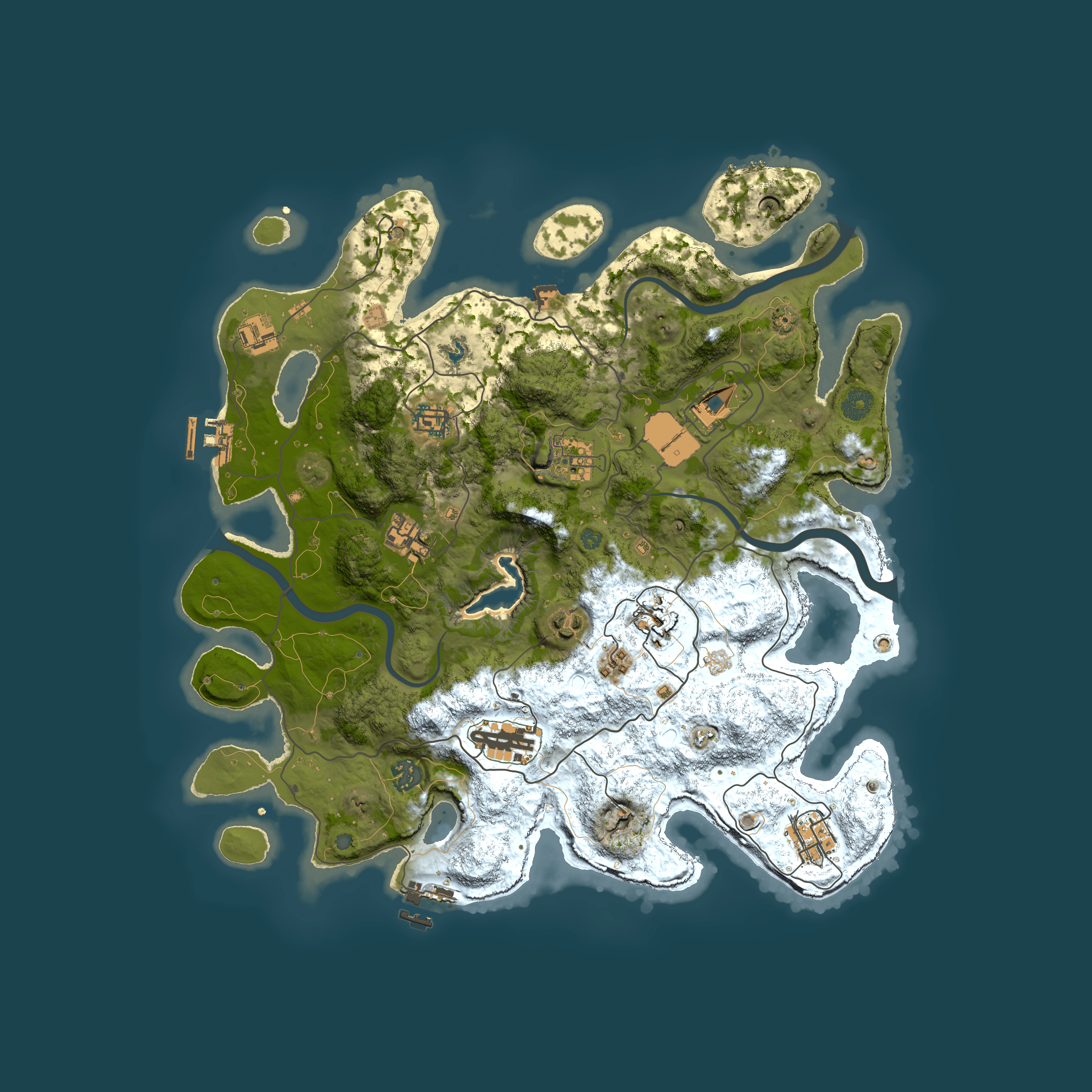 Full top-down render of Rust map seed 1187833185, 4000x4000m