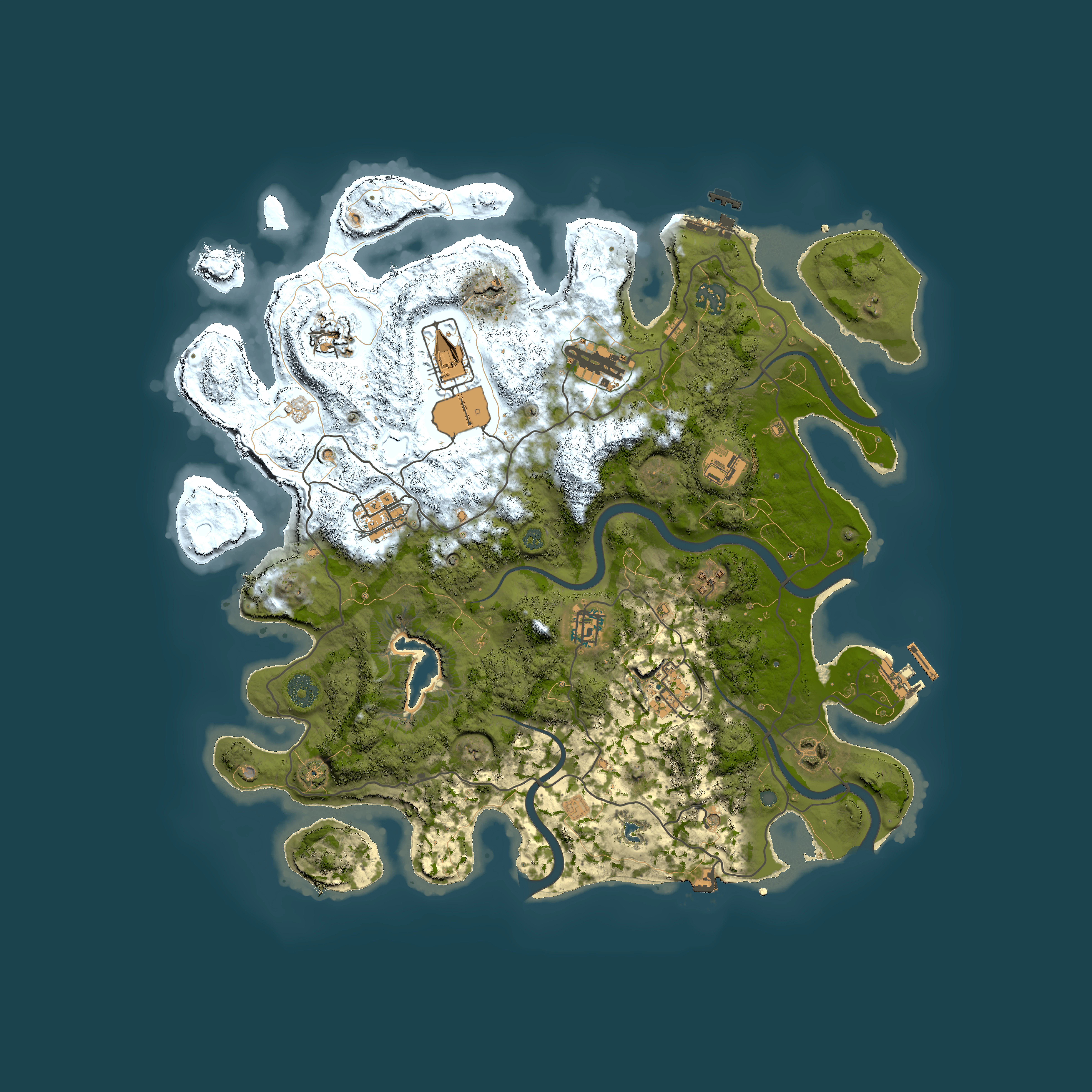 Full top-down render of Rust map seed 1238508132, 4000x4000m