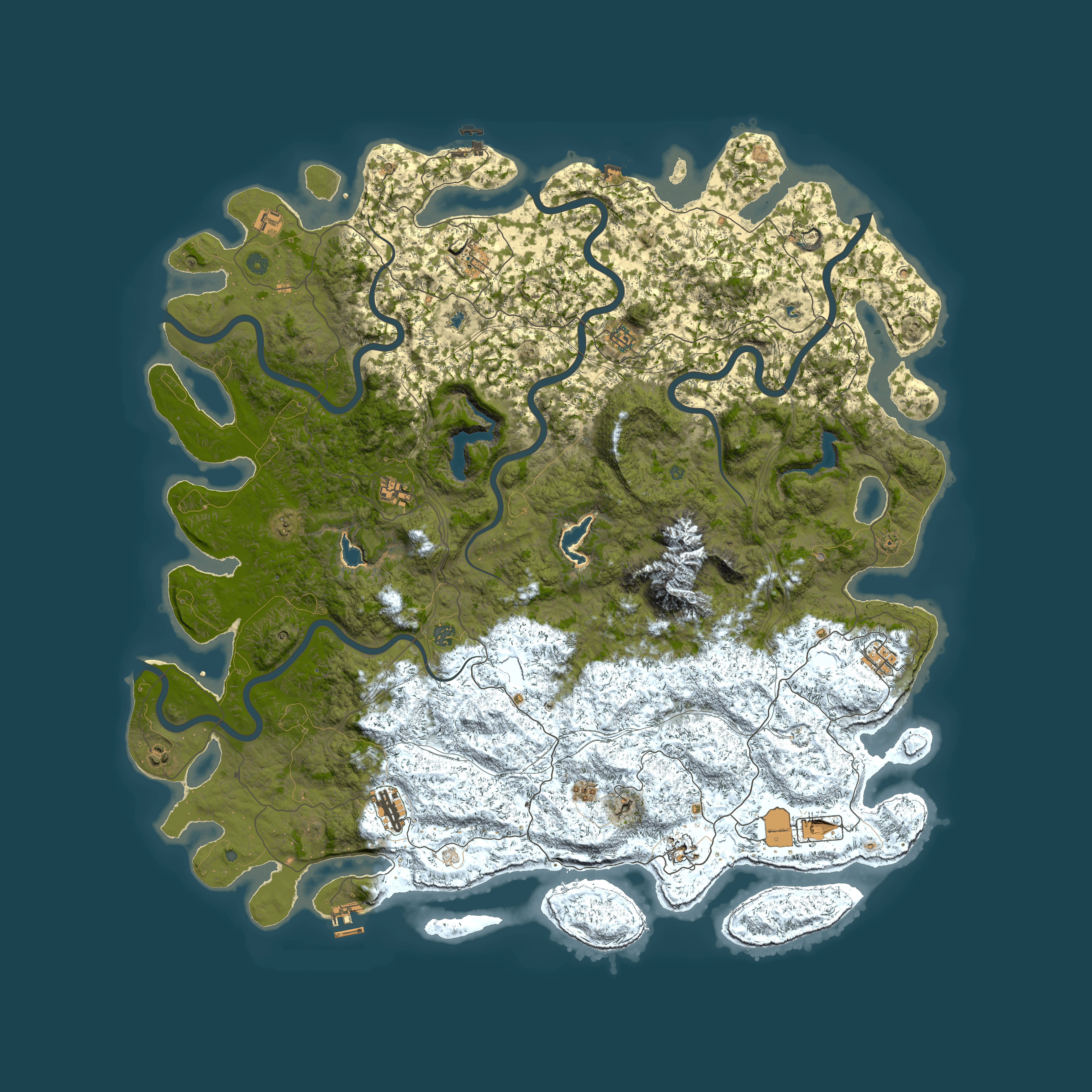 Full top-down render of Rust map seed 161470030, 6000x6000m