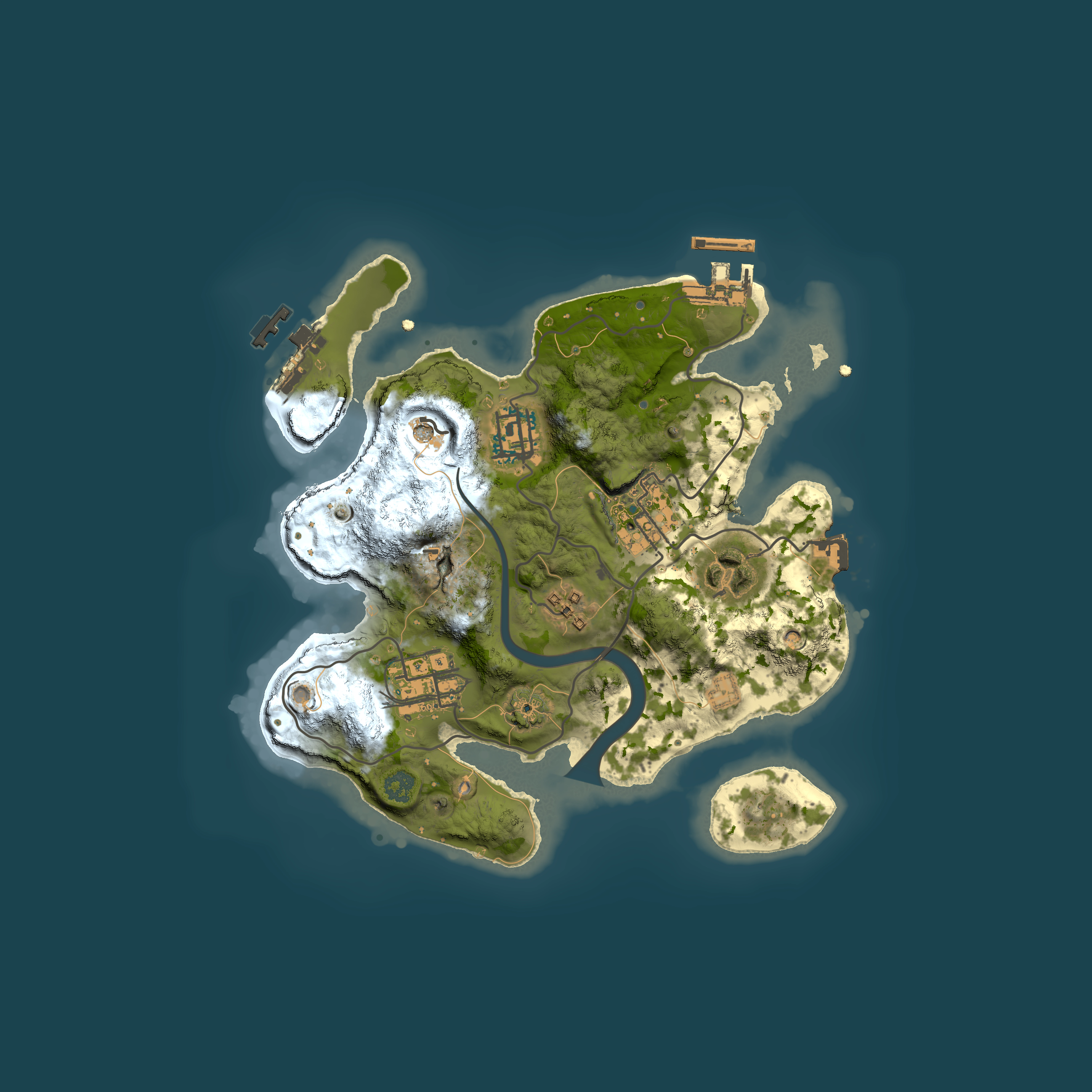 Full top-down render of Rust map seed 88555028, 2500x2500m