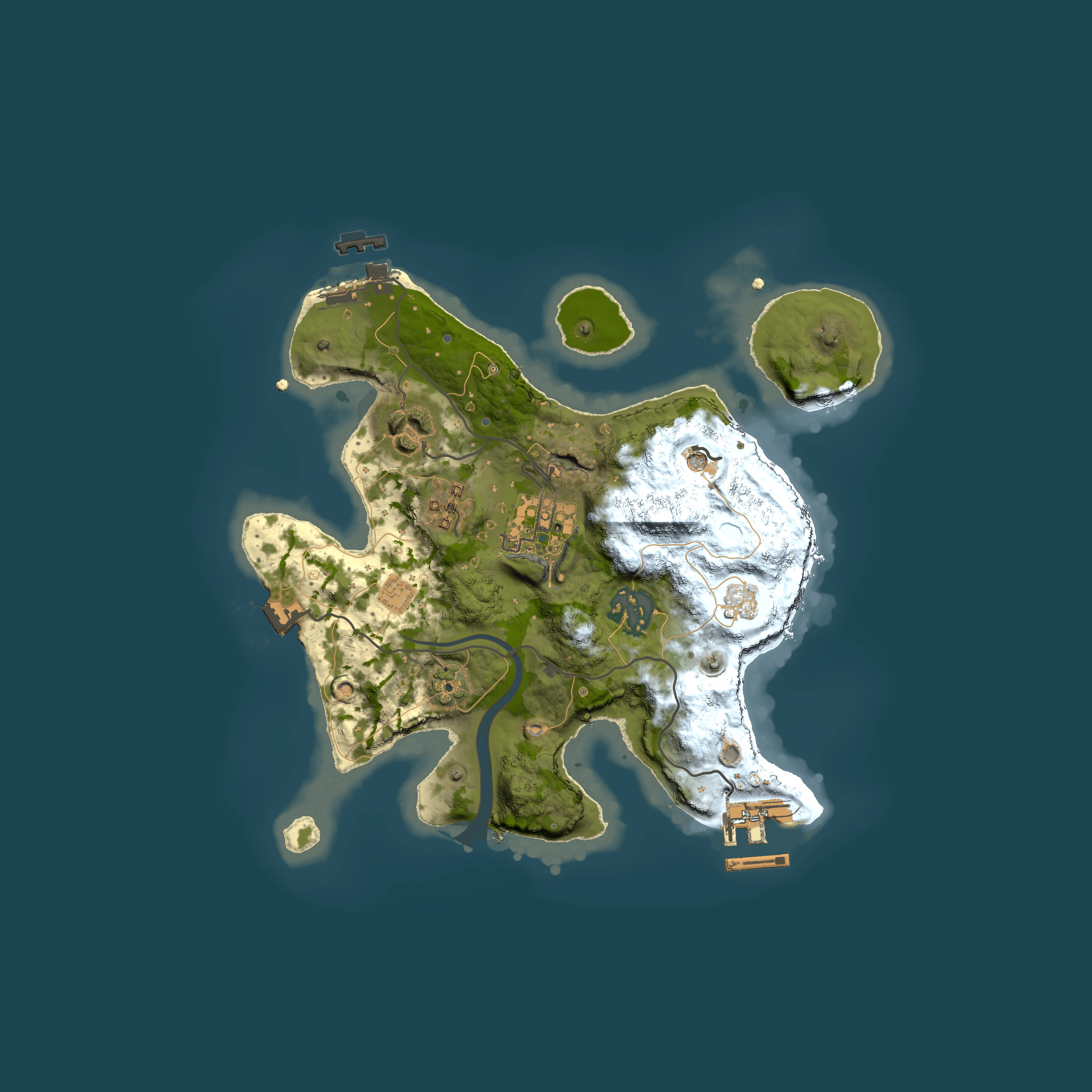 Full top-down render of Rust map seed 1591912240, 2500x2500m