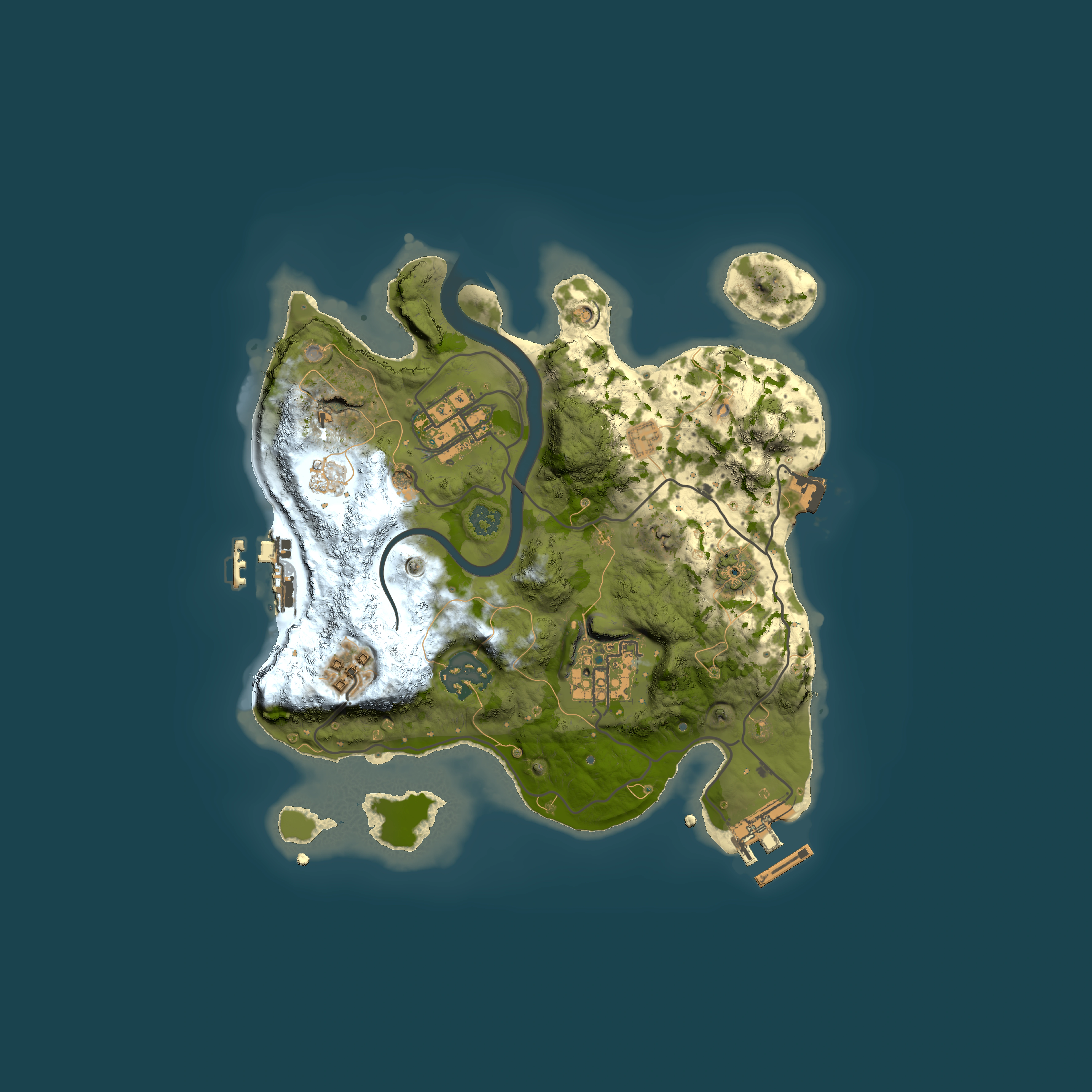Full top-down render of Rust map seed 834654151, 2500x2500m