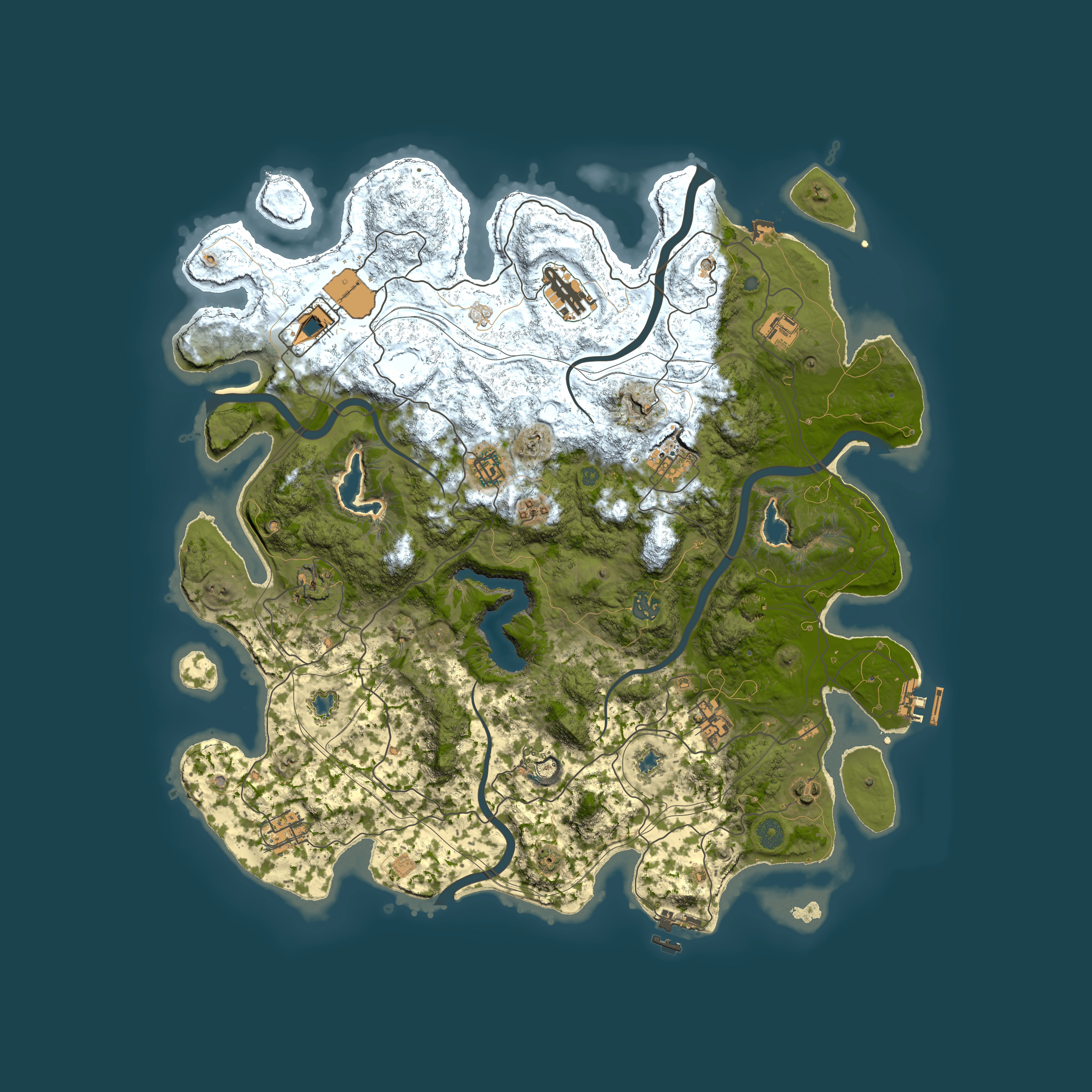 Full top-down render of Rust map seed 1957734185, 4500x4500m