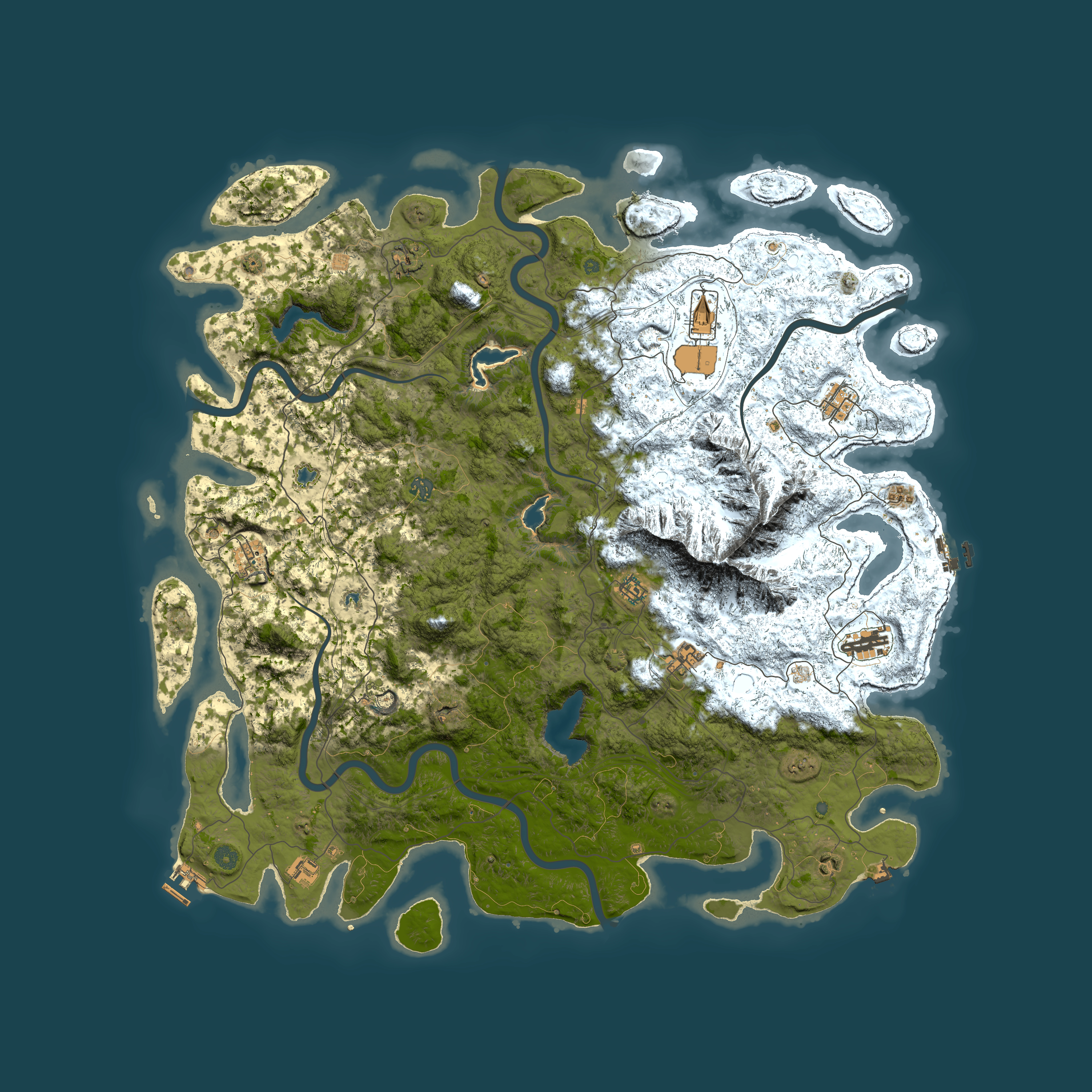 Full top-down render of Rust map seed 239427607, 5500x5500m
