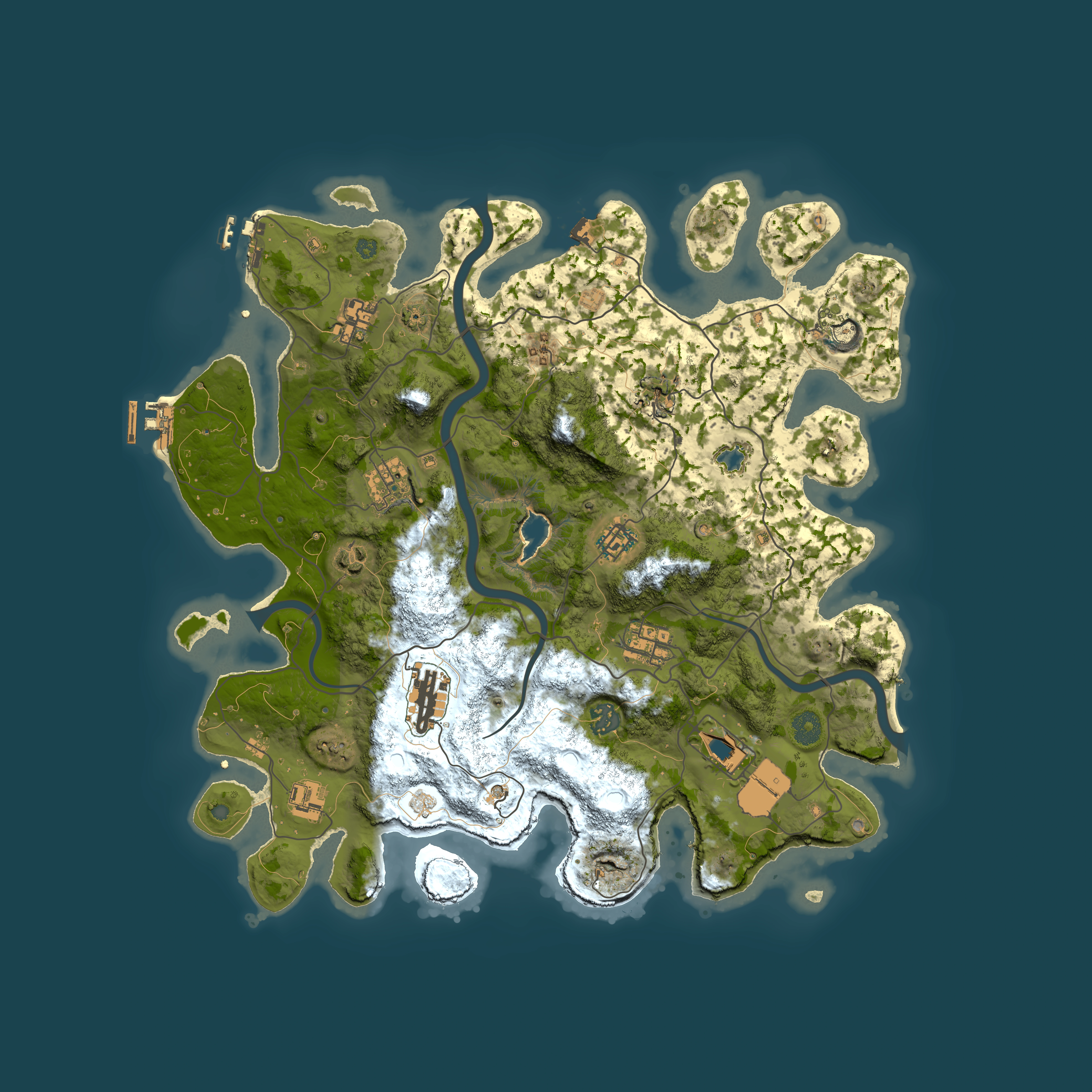 Full top-down render of Rust map seed 1868620673, 4000x4000m