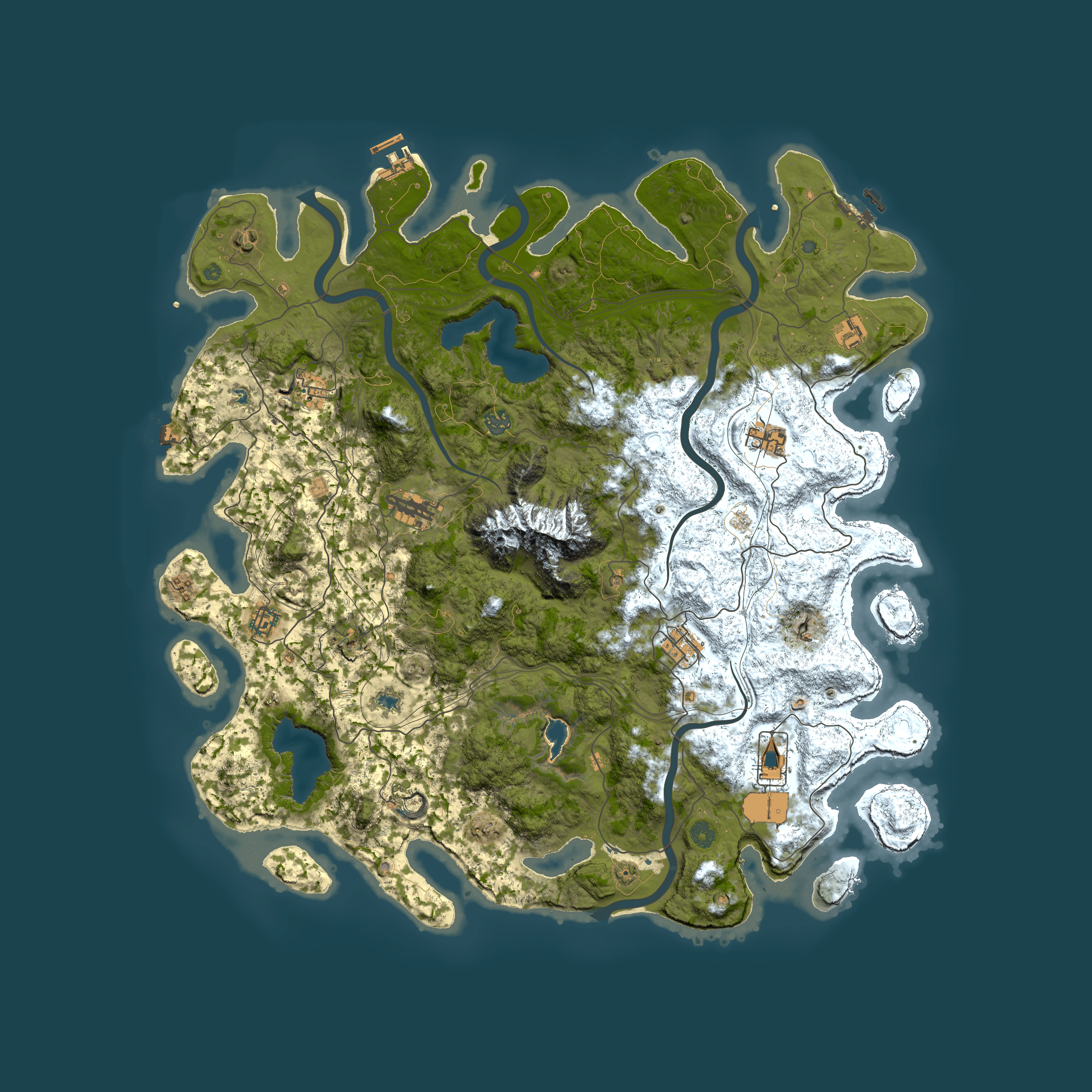 Full top-down render of Rust map seed 1274616714, 5000x5000m