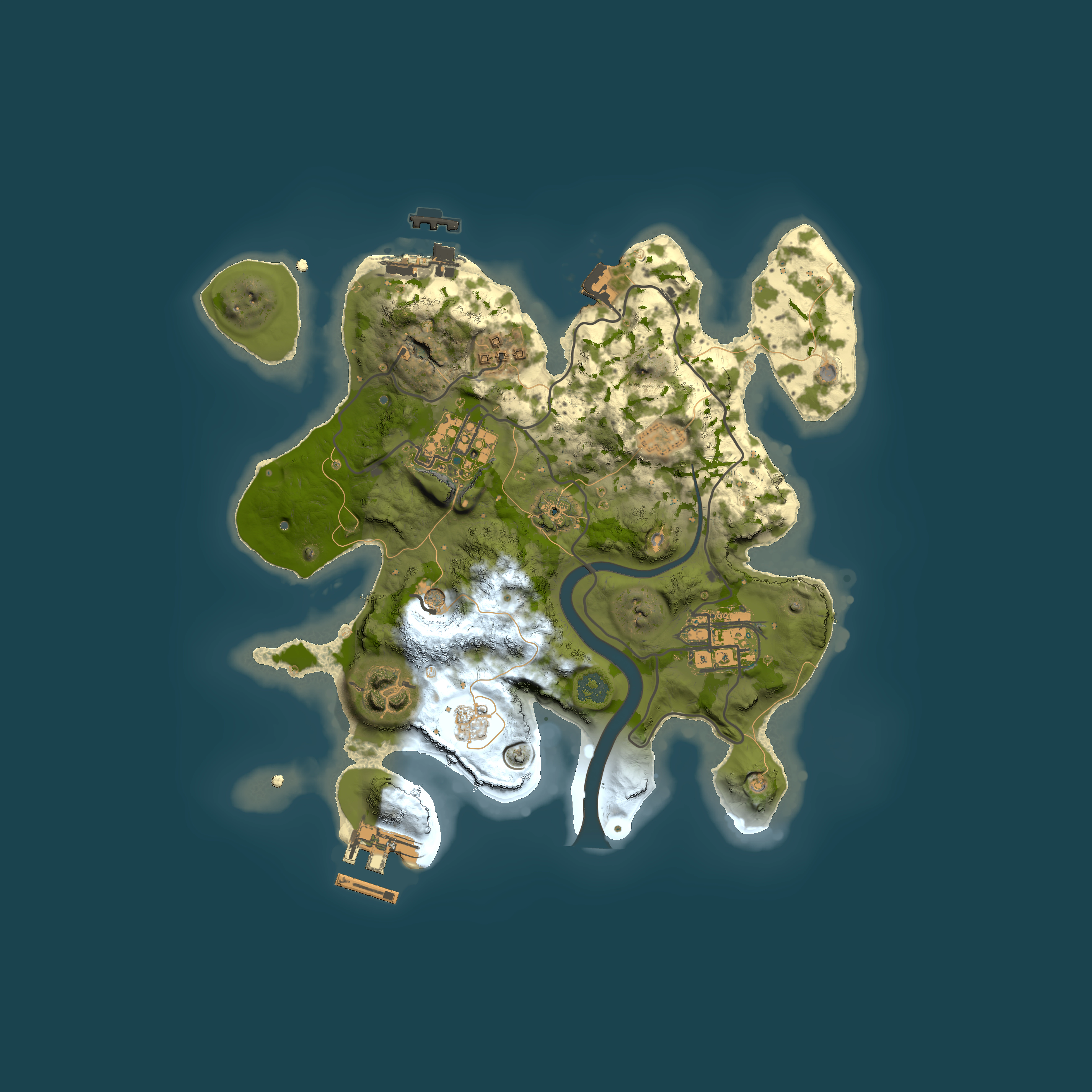 Full top-down render of Rust map seed 1707326873, 2500x2500m