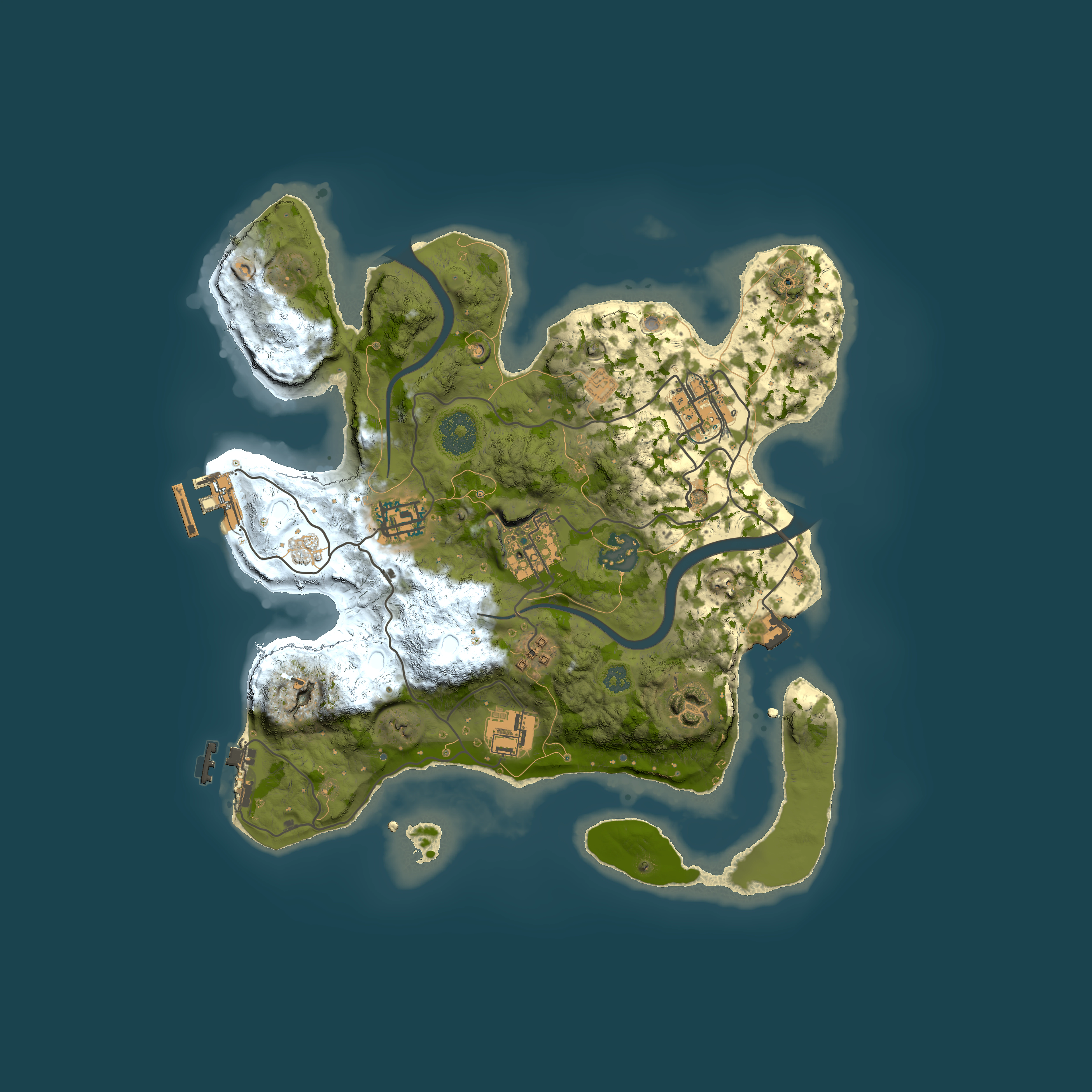 Full top-down render of Rust map seed 915619137, 3000x3000m